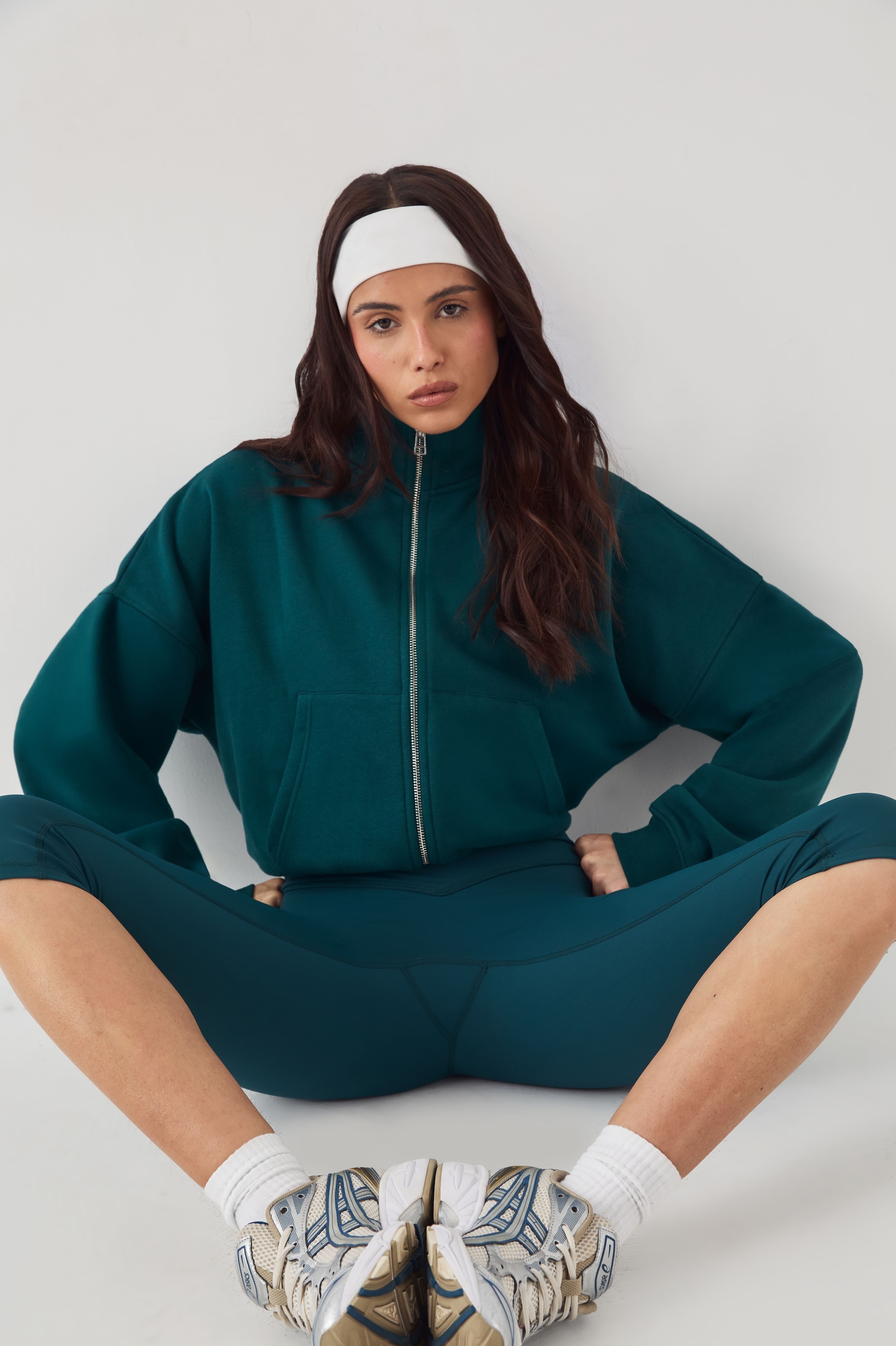 DSGN Studio DSGN Studio Sport Funnel Neck Zip Through Bomber Sweatshirt Pine