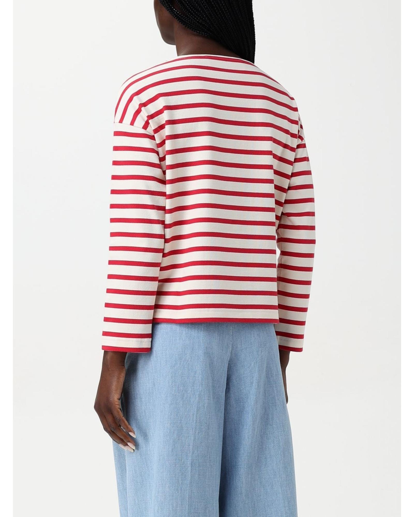 Valentino Striped Long Sleeve Top Wo - Red T-Shirts image 3