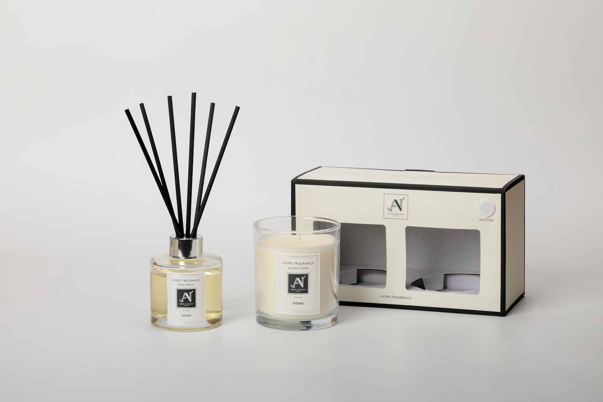 Aroma Naturals Minimalist Luxe Candle & Reed Diffuser Gift Set Infame Scent image 1