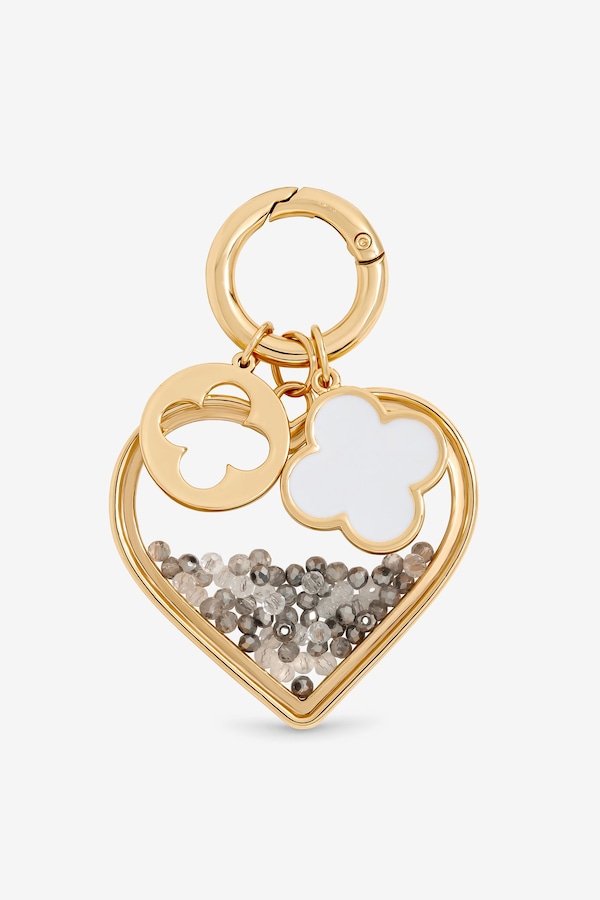 Mood Gold Plated Heart and Clover Bag Charm
