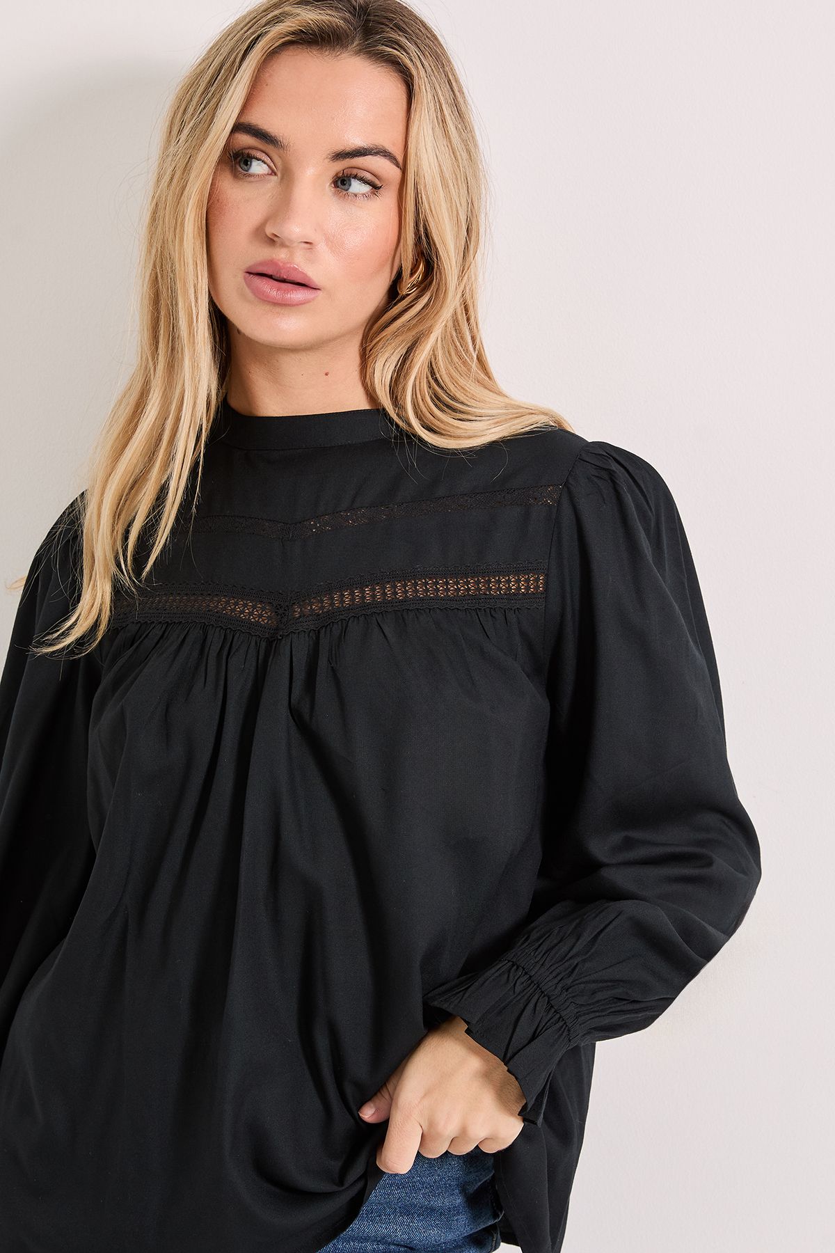 Dorothy Perkins Lace Detail Boho Top Black image 4