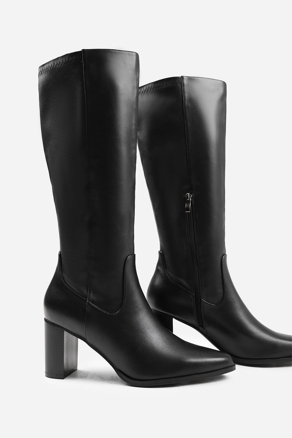 Where's That From 'Ainsley' Block Heel Knee High Boots with Stitch Detail image 3