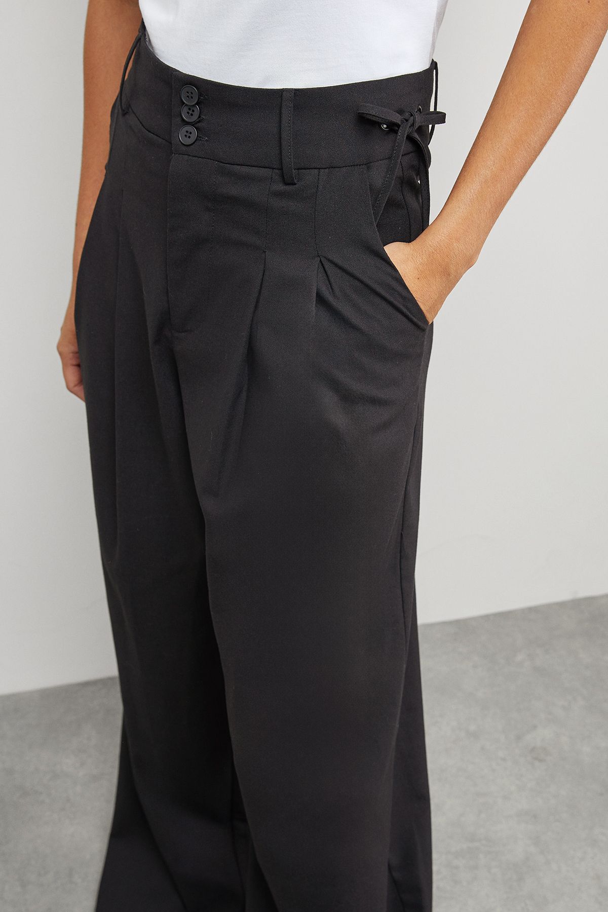 Warehouse Linen Blend Tailored Trousers Black image 4