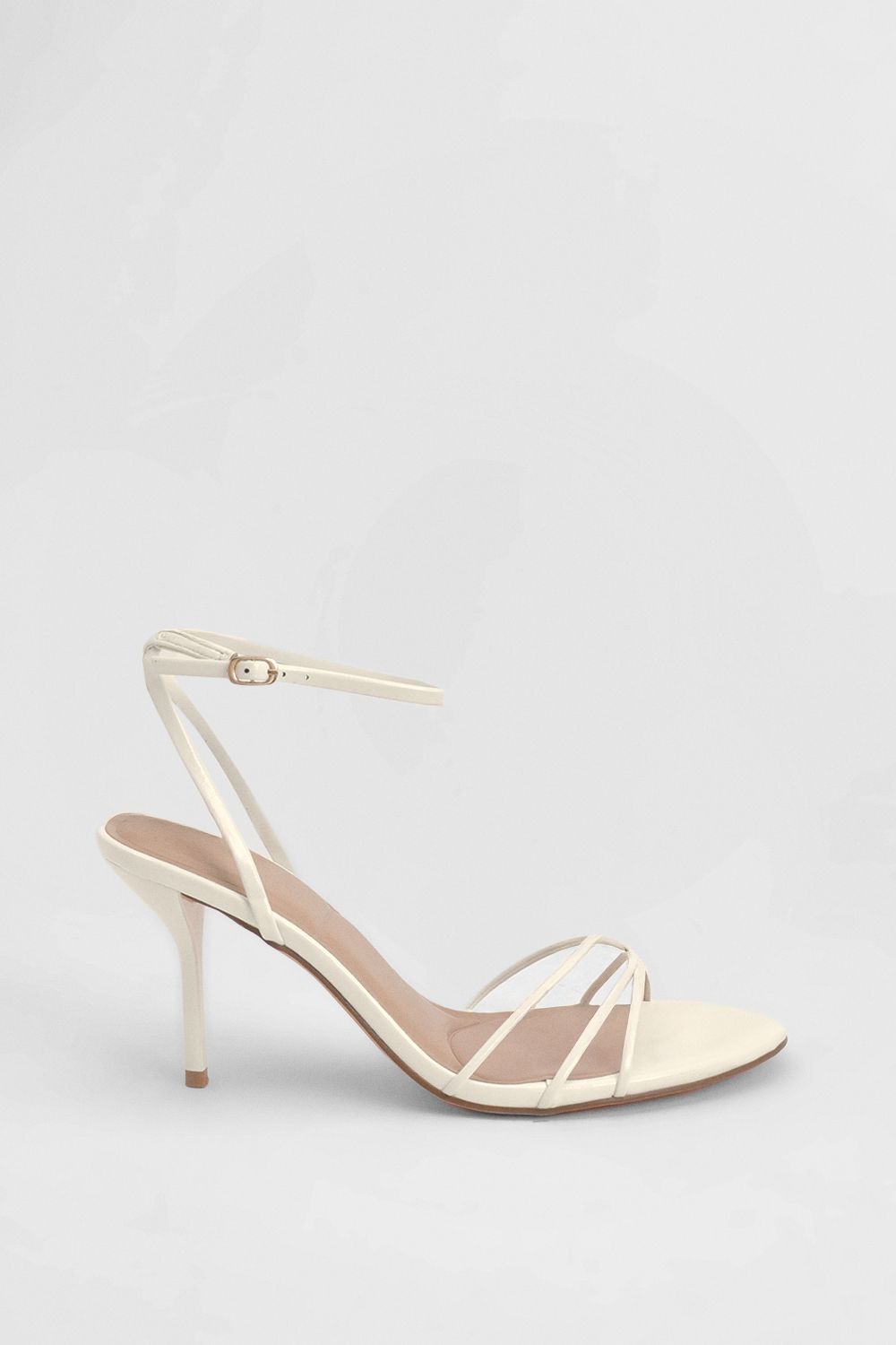 MissPap Faux Leather Strappy High Stiletto Heel Sandals White