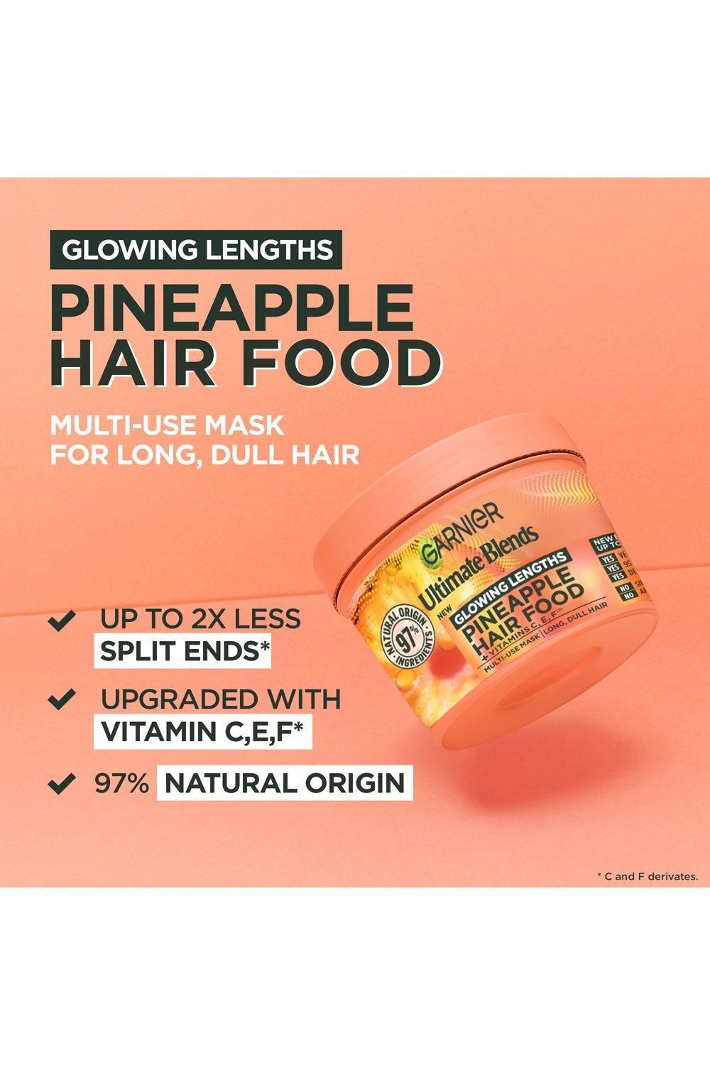 Garnier Ultimate Blends Glowing Lengths Pineapple & Amla Hair Food 3-in-1 Hair Mask Treatment Multi image 3