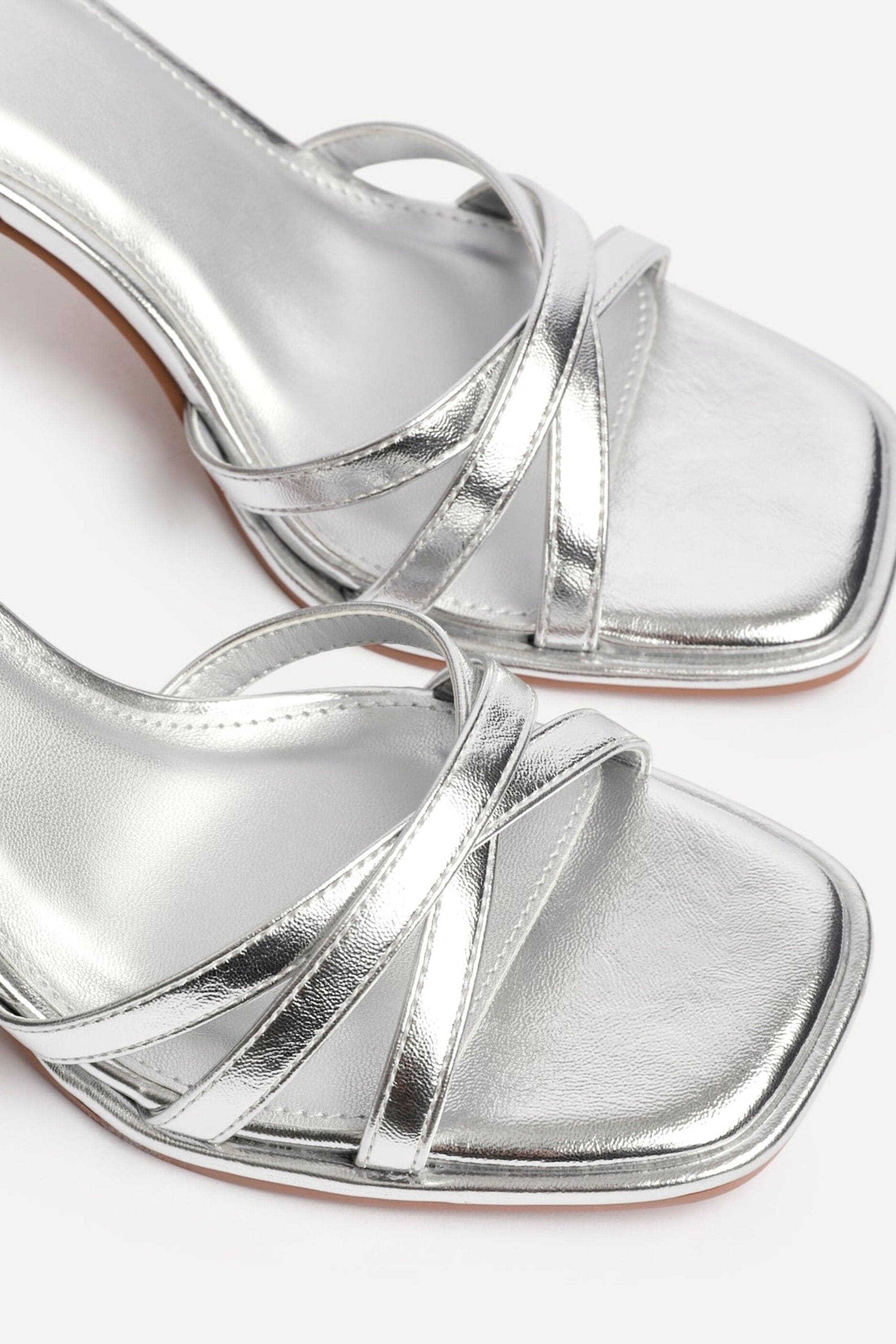 Linzi Faro Silver Faux Leather Strappy Heeled Sandals image 5