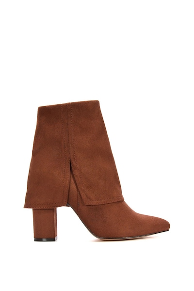 XY London 'Ayla' Layered Fold Over Pointed Toe Heeled Shoe Booties