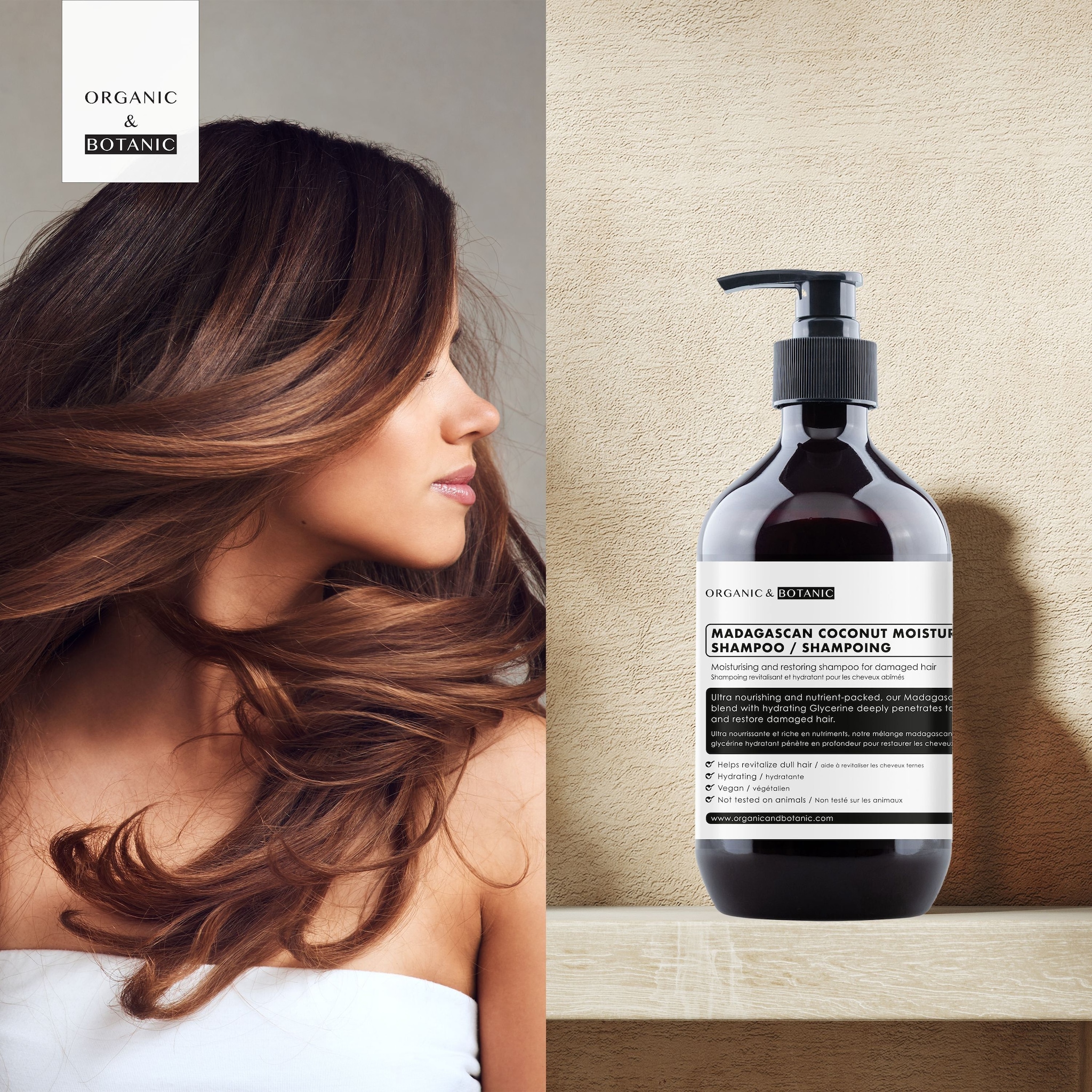 Organic & Botanic Madagascan Coconut Moisturising Shampoo 500ml x 2 Duo Set image 3