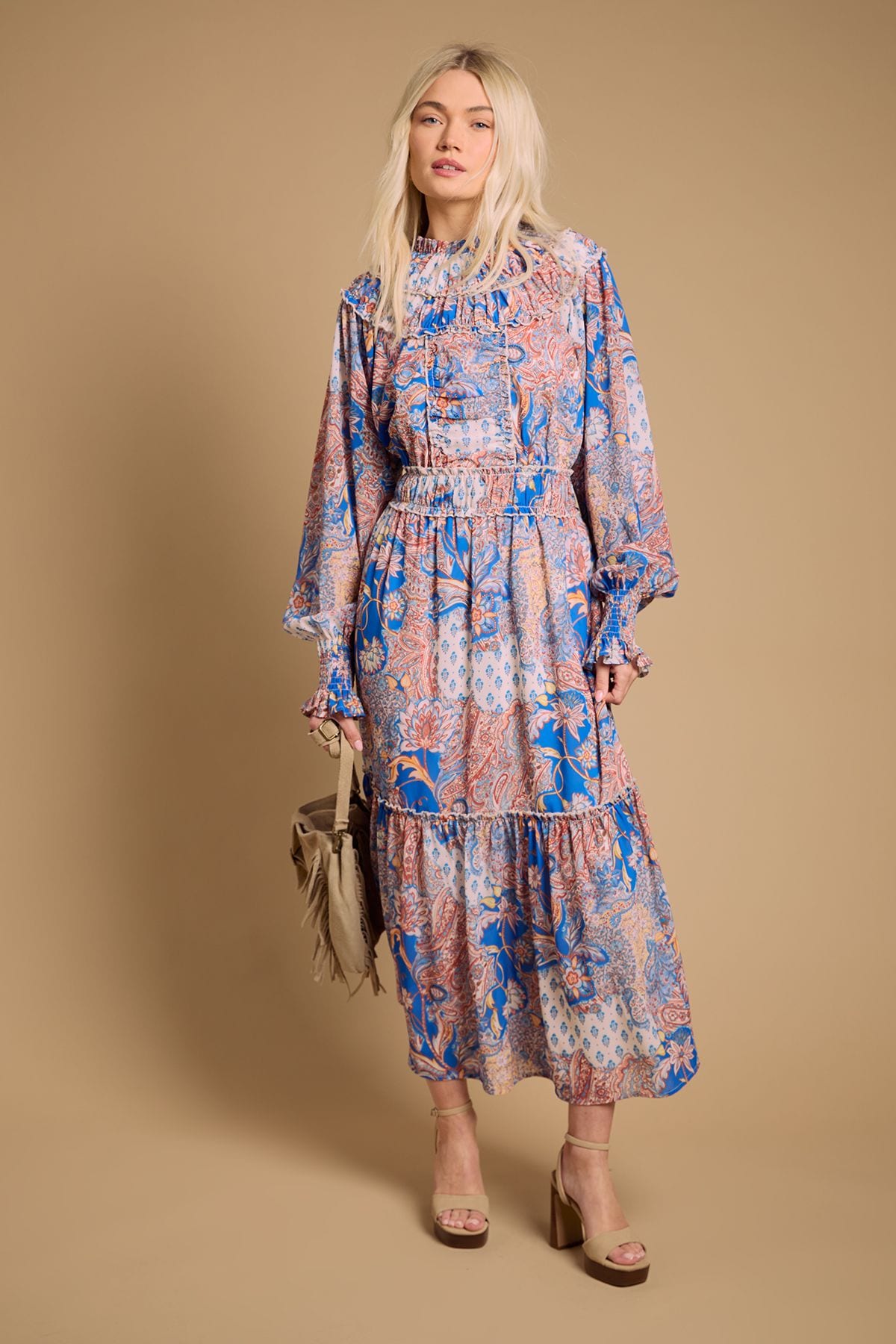 Oasis Ruffle Detail Midi Dress Multi