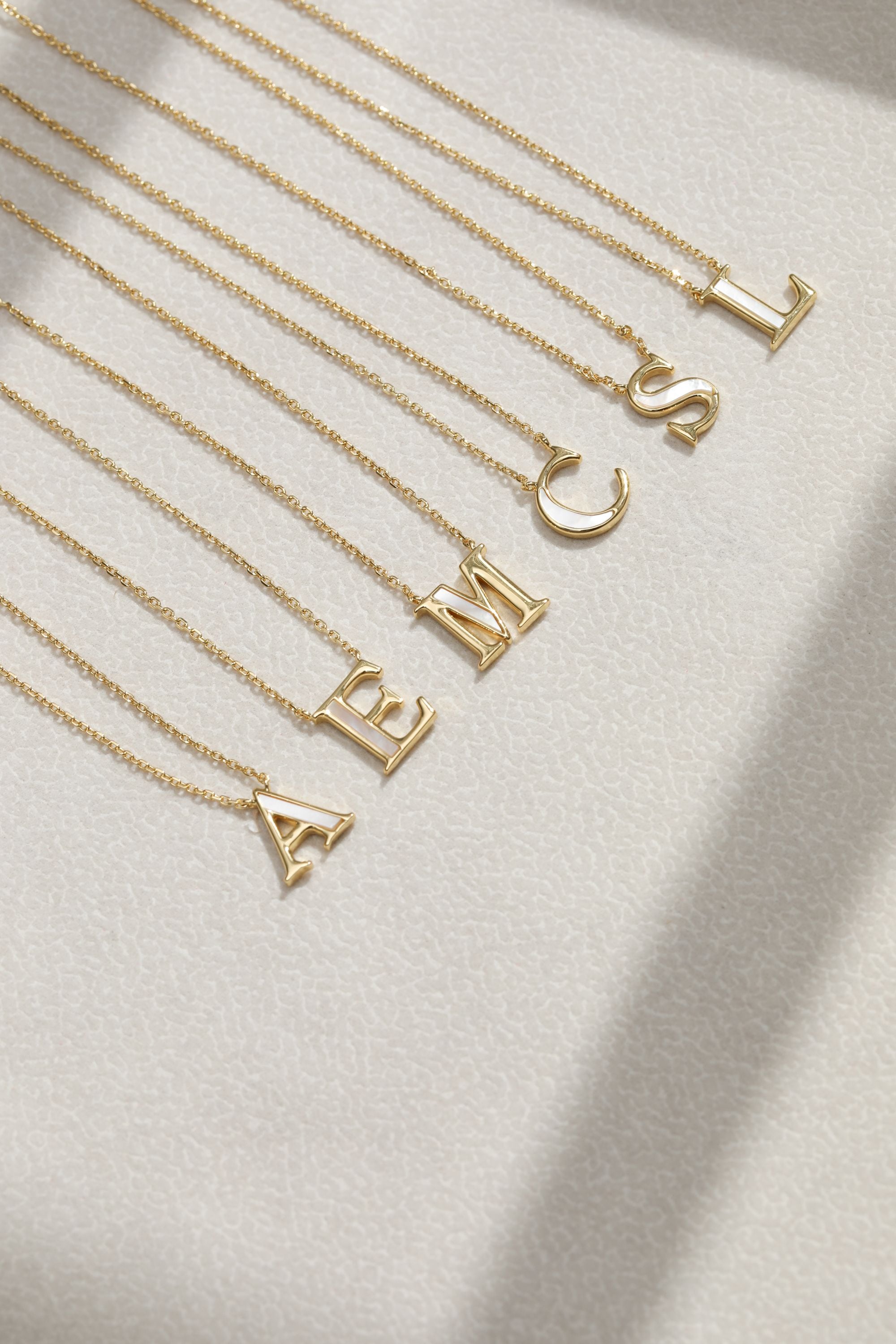 Inicio 14K Gold Plated and Mother of Pearl Initial Pendant - L - Gift Pouch image 3