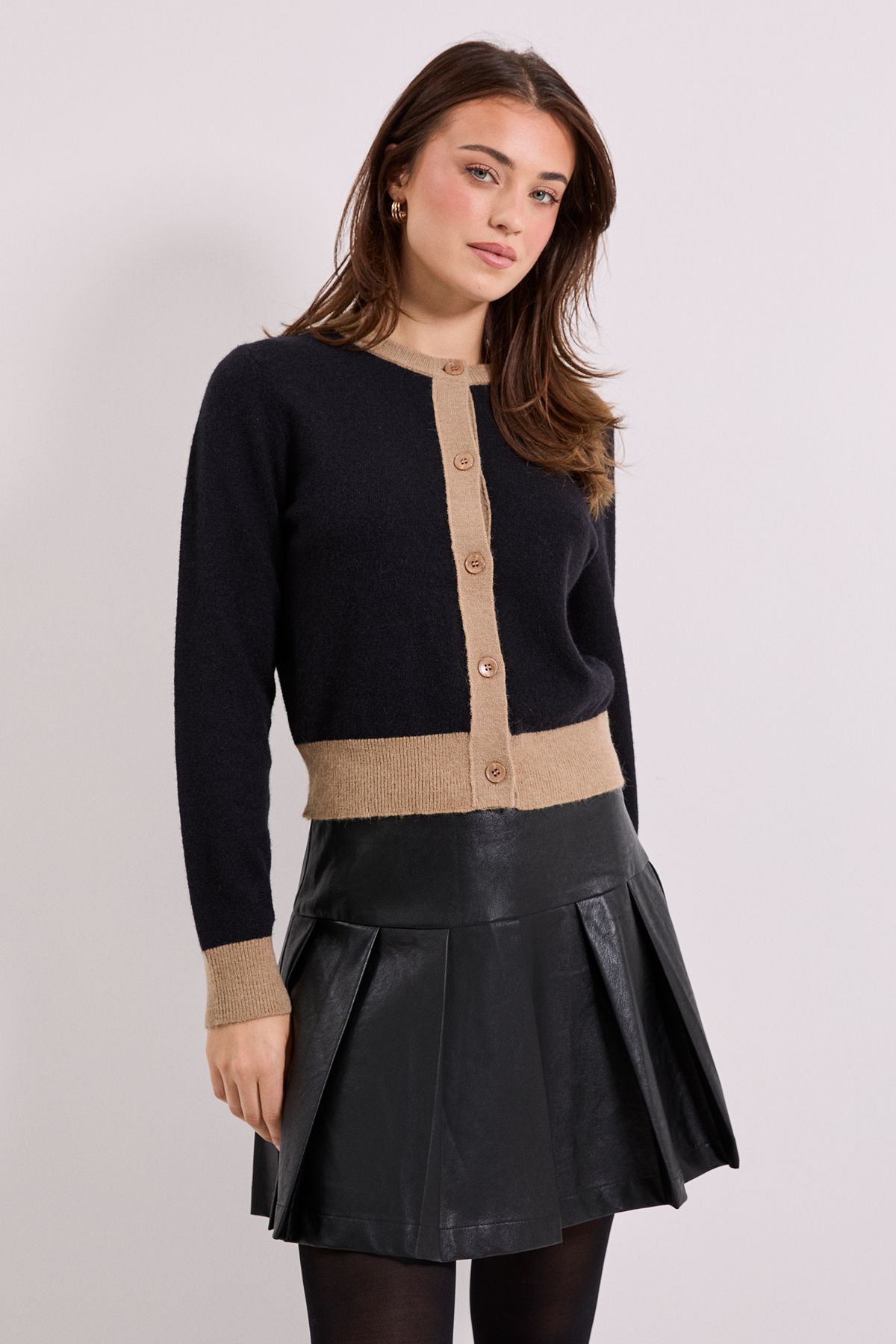 Dorothy Perkins Colour Block Cardigan Black image 1