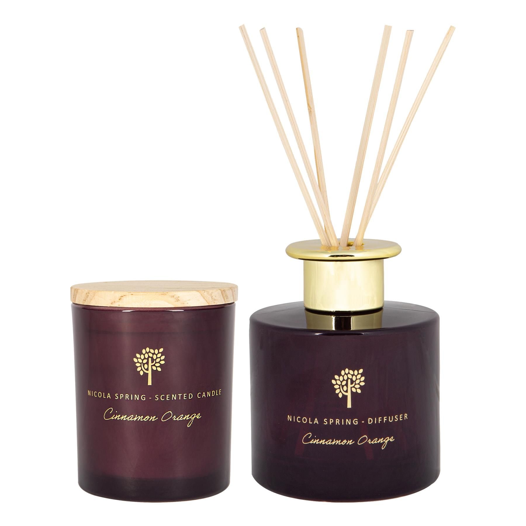 Nicola Spring Cinnamon Orange Candle & Diffuser Gift Set - 130g Jar + 200ml Diffuser image 1