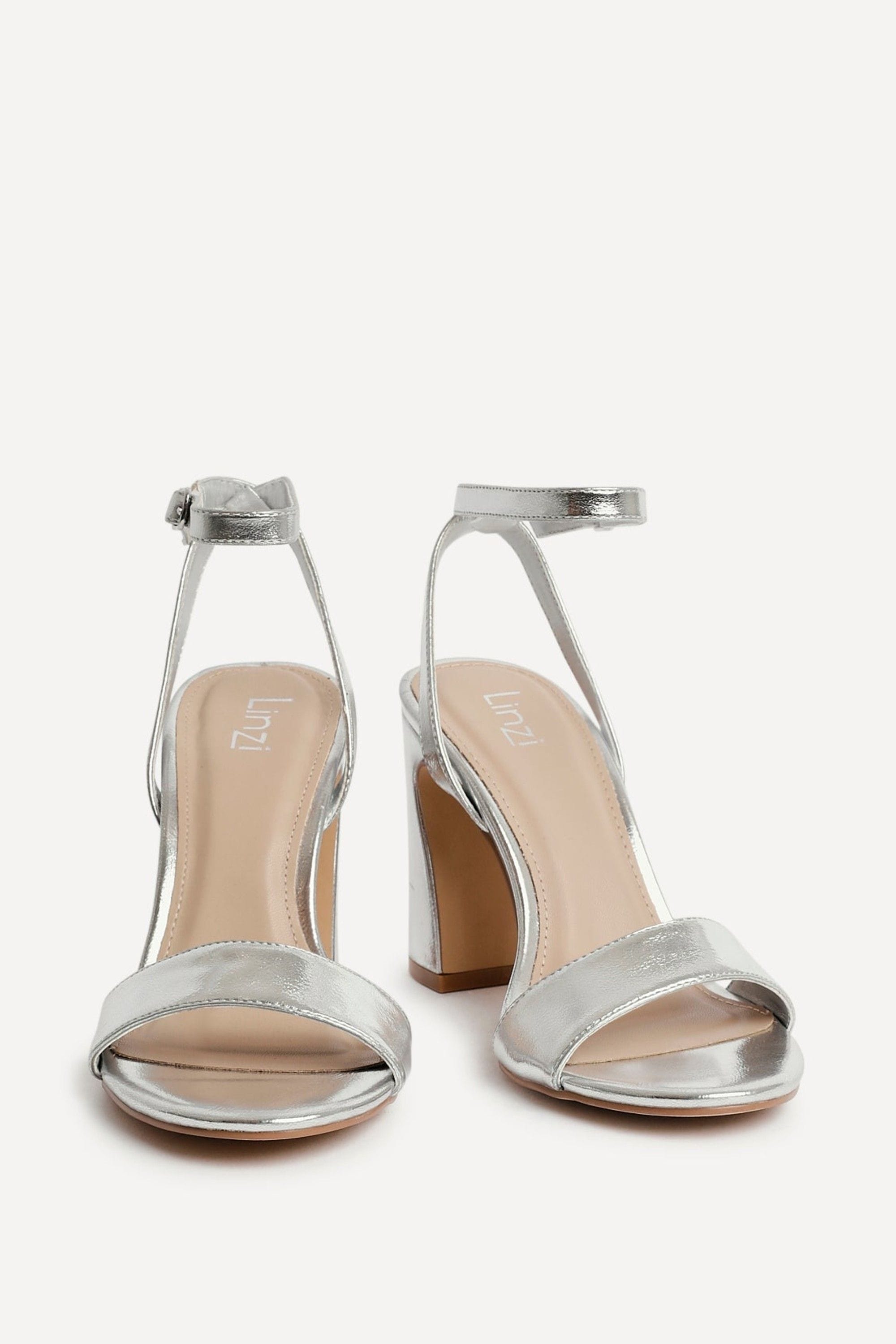 Linzi Trance Silver Faux Leather Block Heel image 3