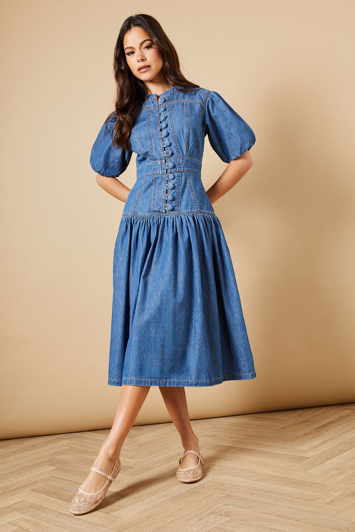 Oasis Perth Faux Leather And Mesh Embroidered Mary Jane Ballet Pumps Blush image 1