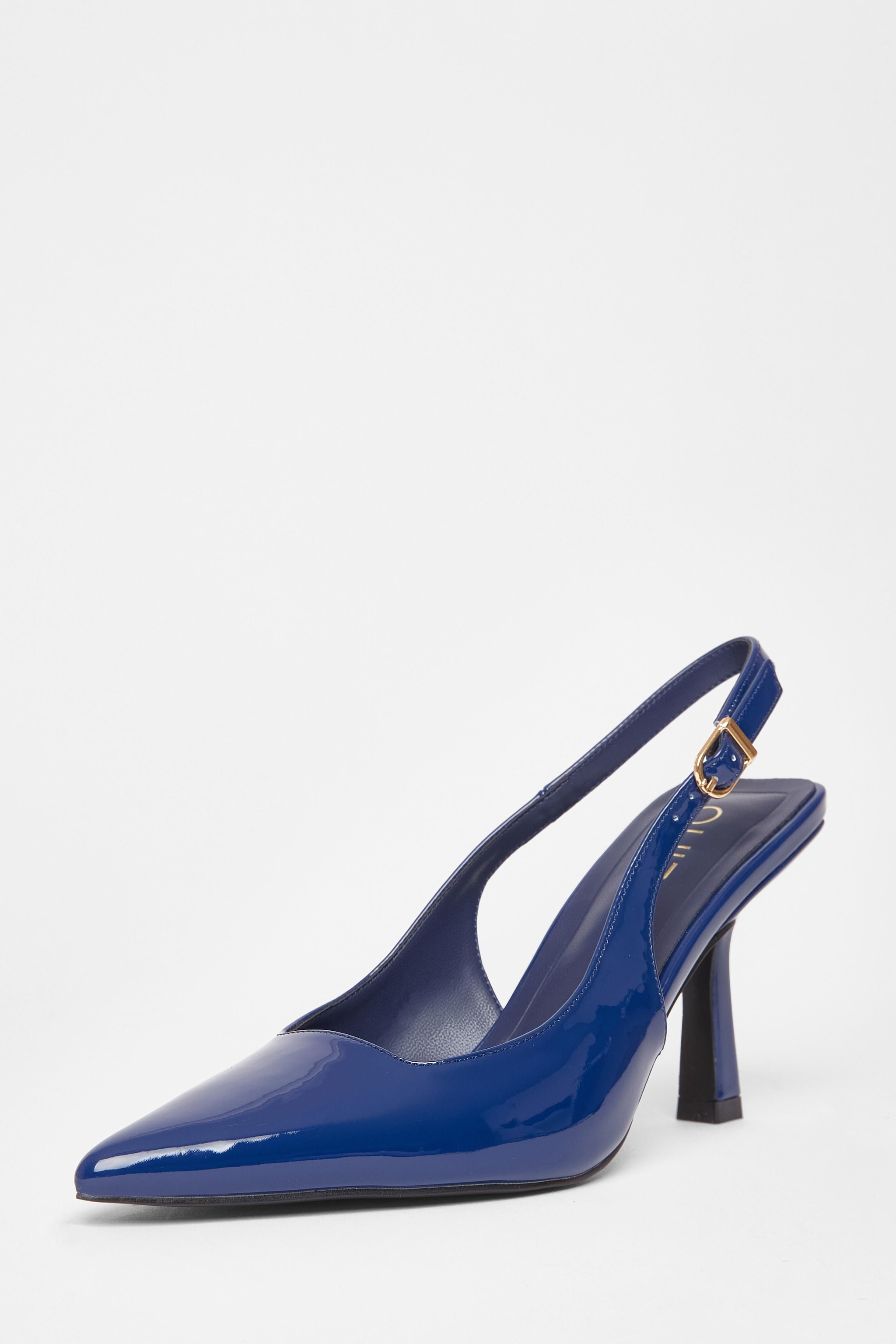 Quiz Blue Faux Leather Court Heels image 1