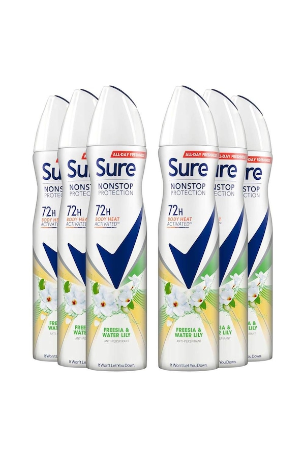 Sure Women 'Antiperspirant' 72H Protection Freesia & Water Lily Deo,6x250ml