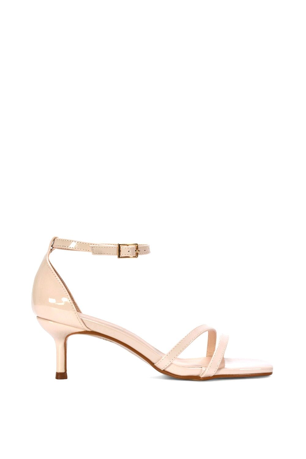 XY London 'Lea' Open Toe Strappy Low Kitten Heel Sandal Shoes