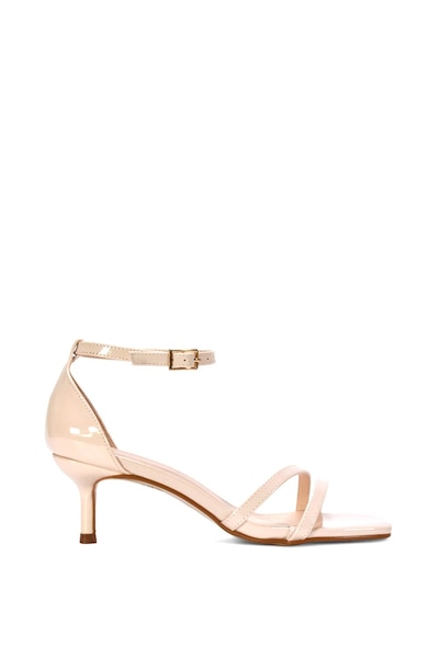 XY London 'Lea' Open Toe Strappy Low Kitten Heel Sandal Shoes