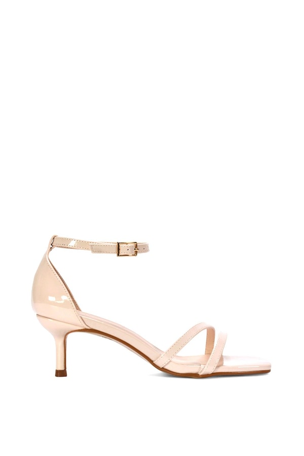 XY London 'Lea' Open Toe Strappy Low Kitten Heel Sandal Shoes