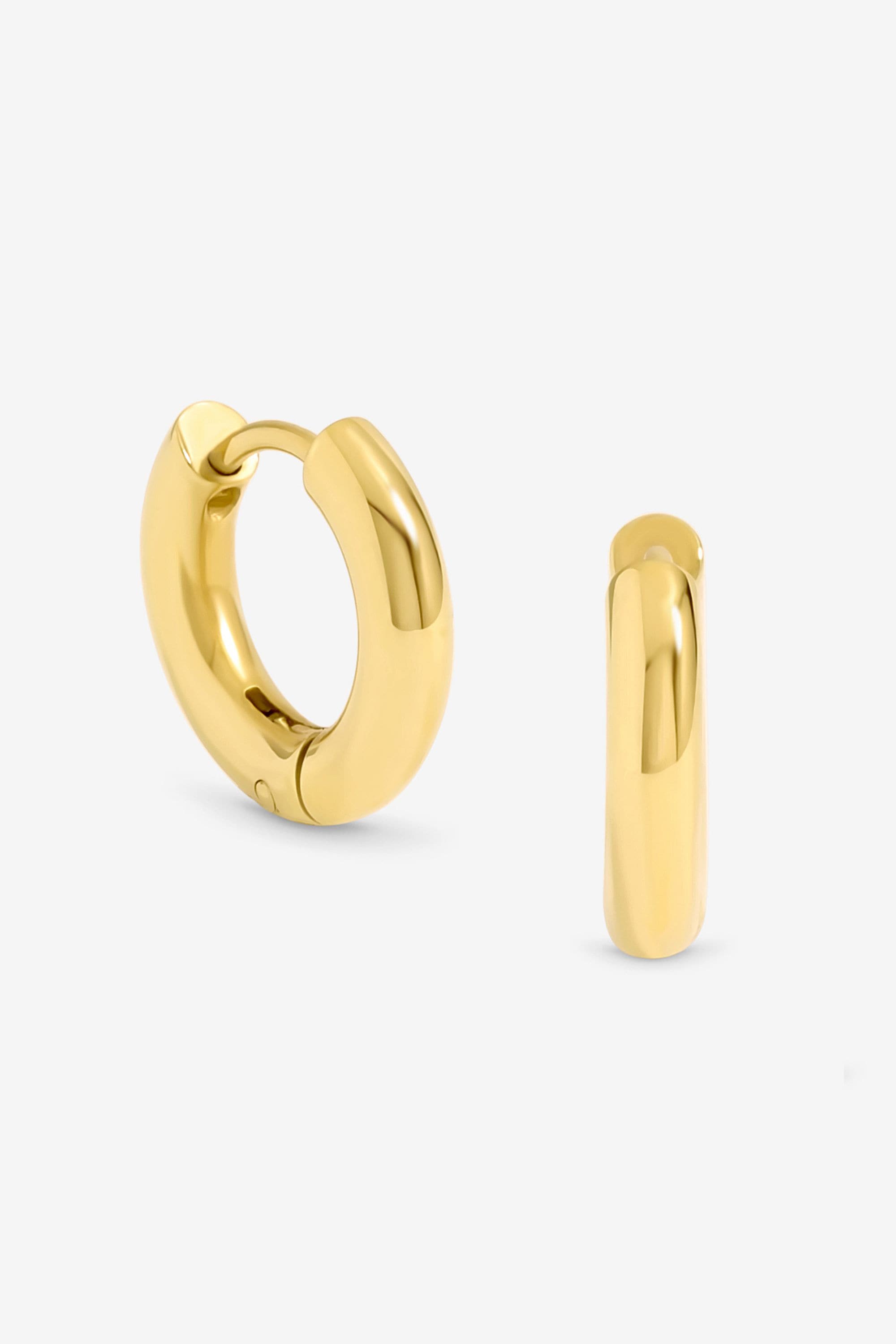 Jon Richard Waterproof Gold Plated Small Chubby Hoop Earrings image 1