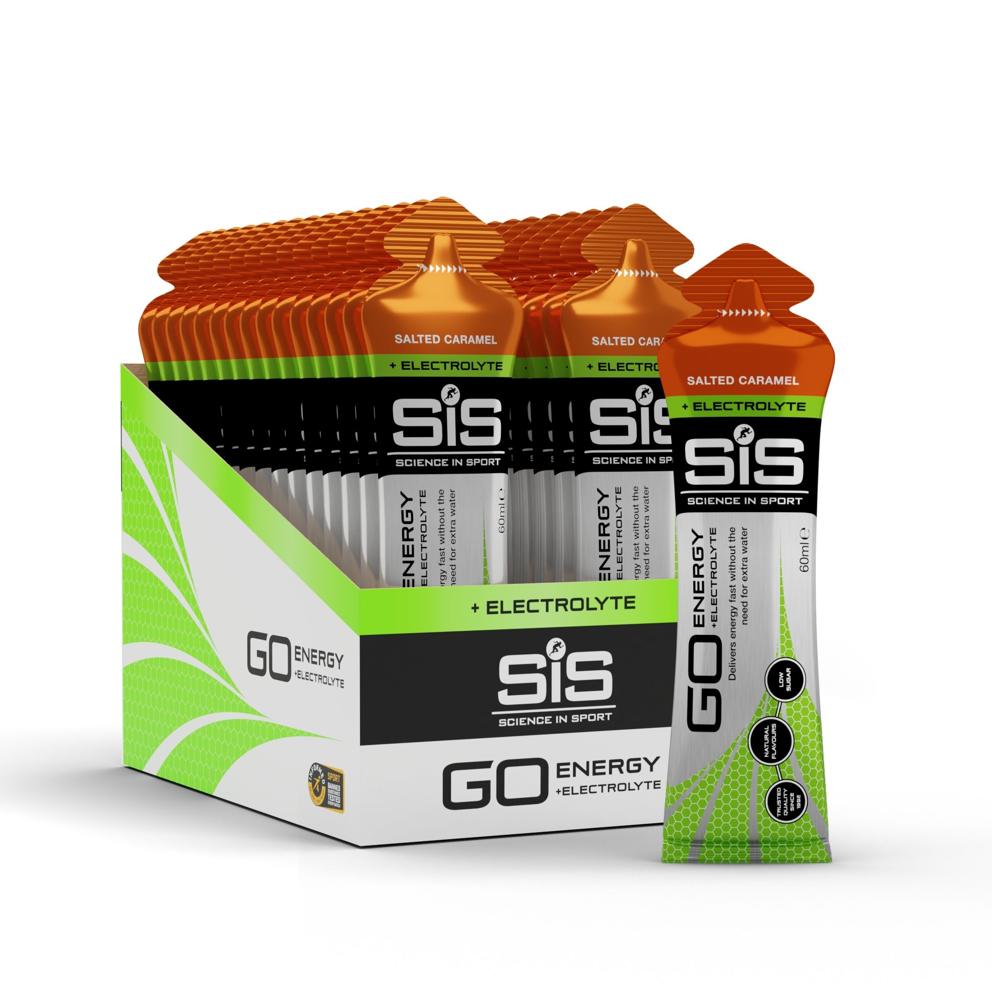 Science in Sport GO Energy + Electrolytes 60ml Gel - Salted Caramel - 30 Pack image 1