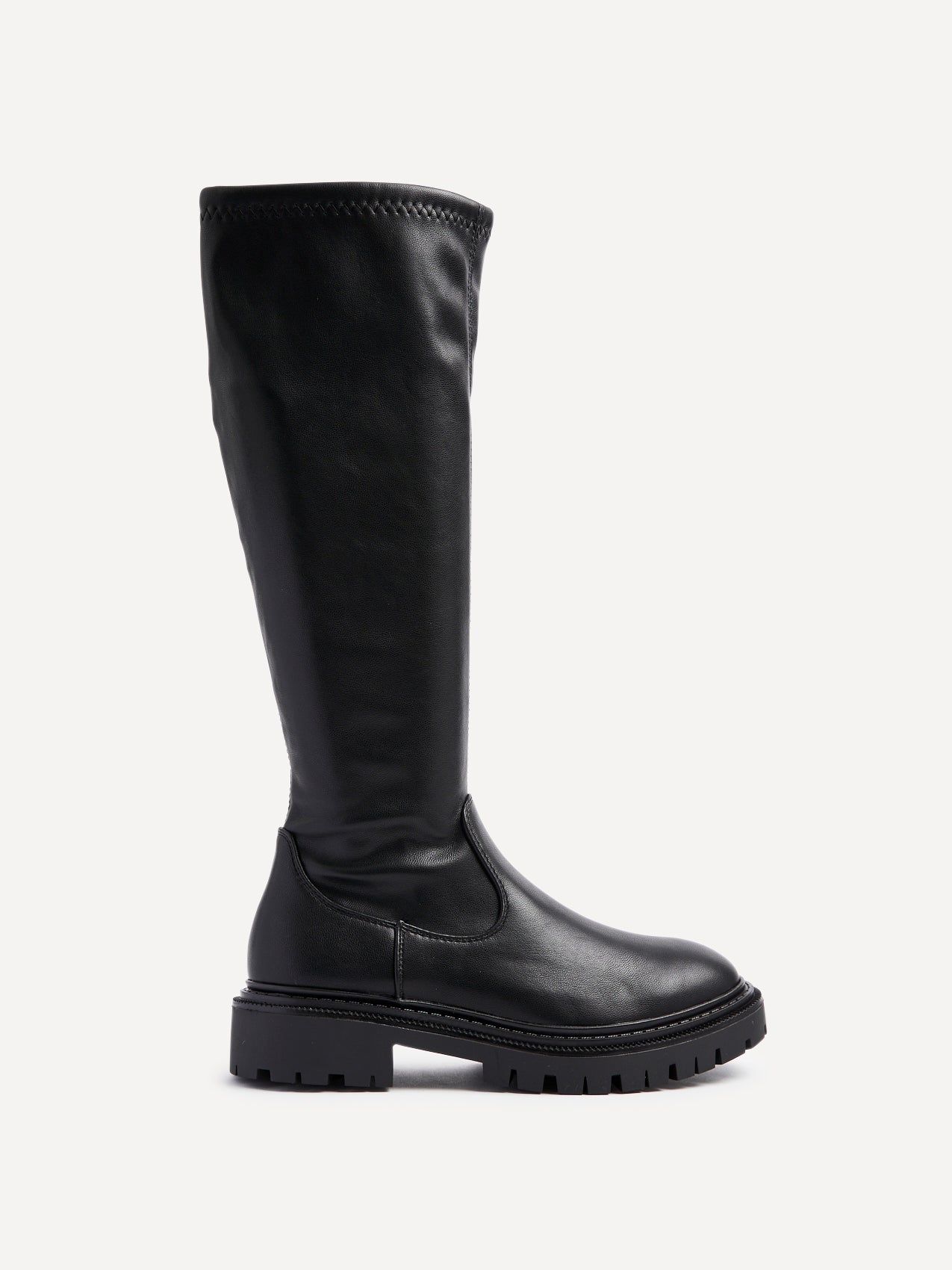 Linzi Hallie Black Faux Leather High Leg Stretch Boot image 1