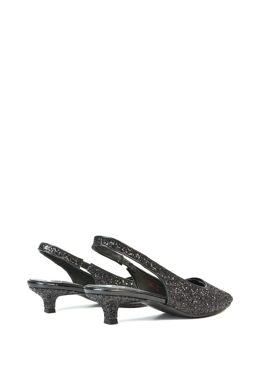 XY London 'Gerri' Pointed Toe Glitter Slingback Kitten Heel Court Shoes image 5