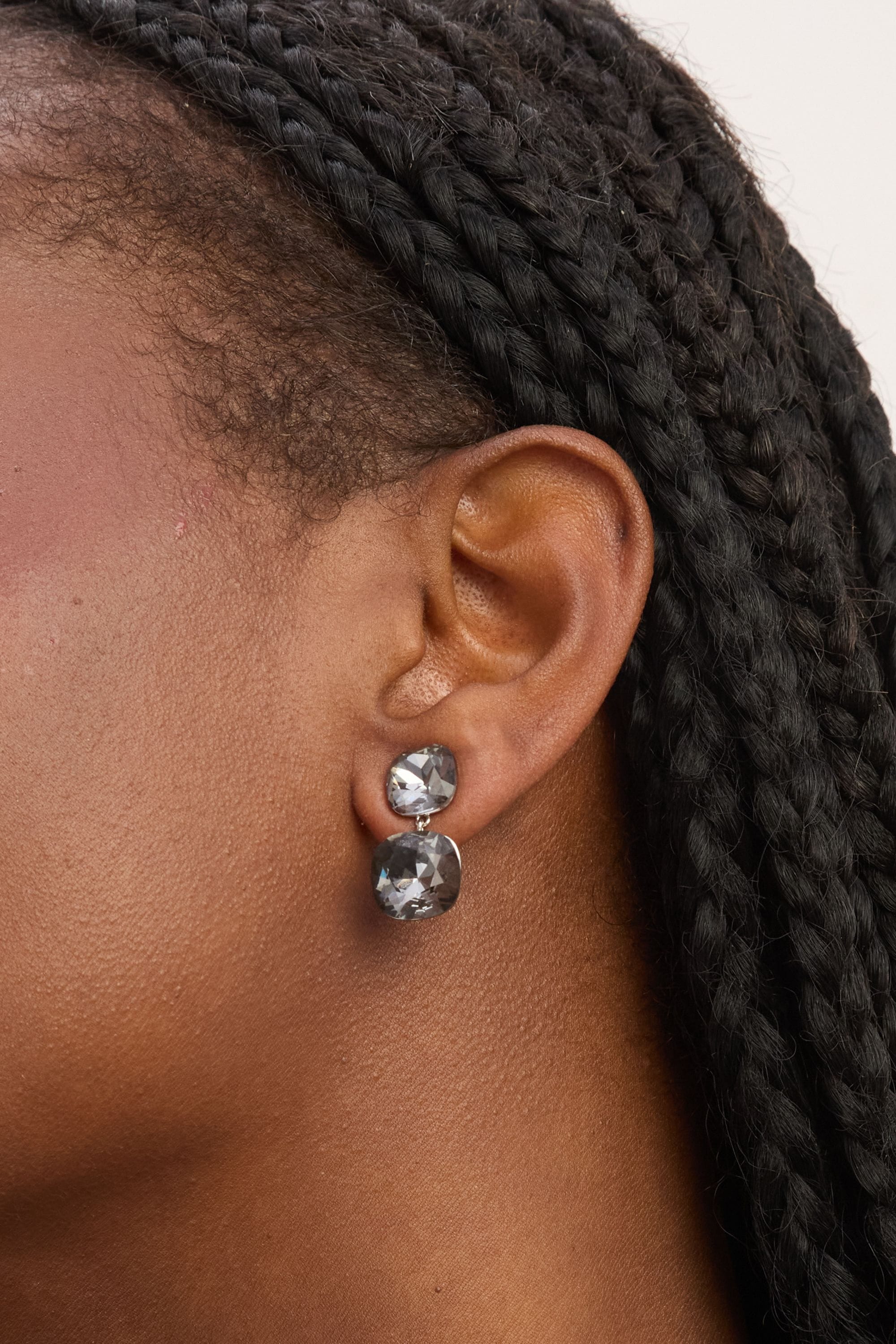 Jon Richard Rhodium Plated and Black Diamond Drop Earrings image 3