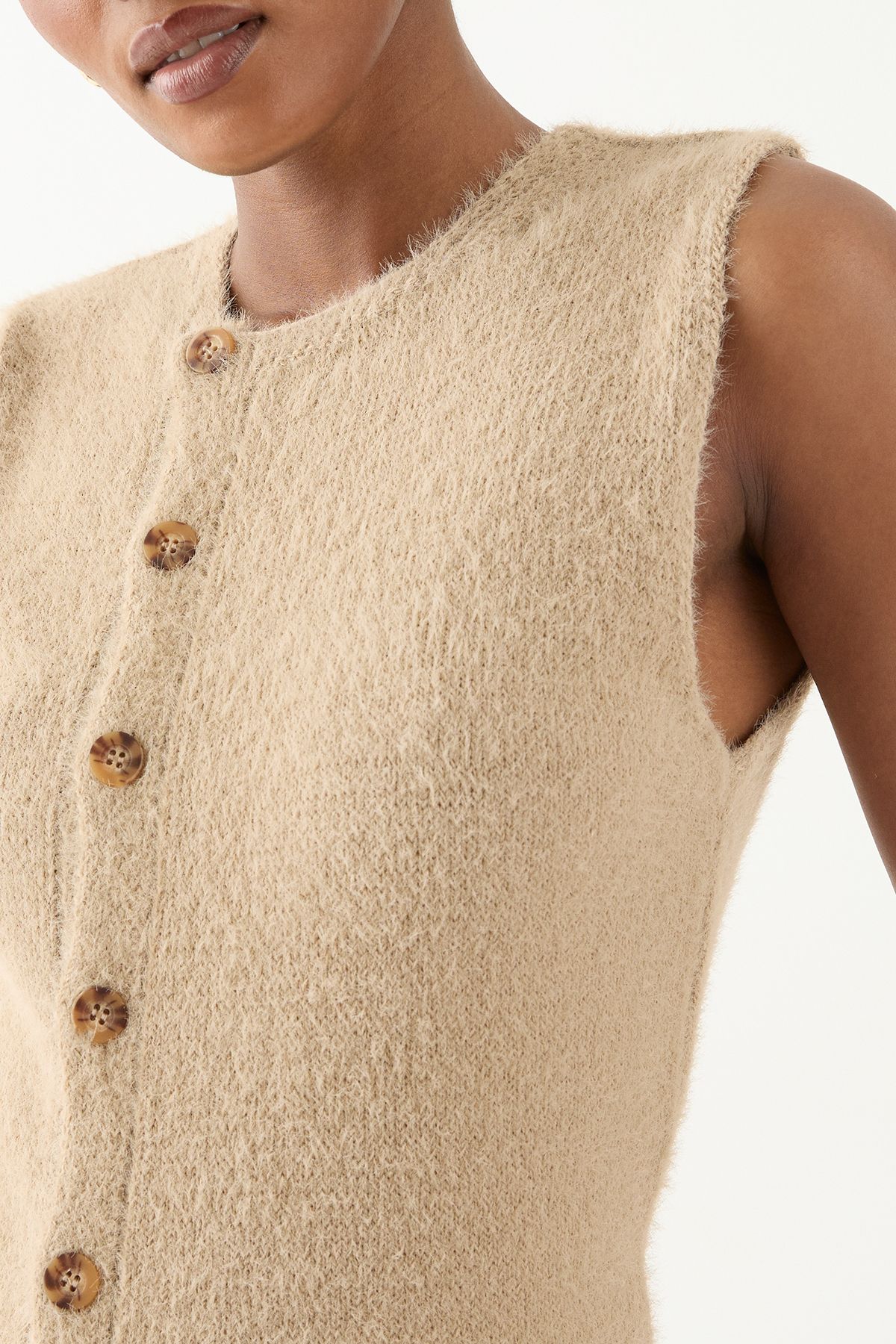 MissPap Eyelash Knit Sleeveless Top Taupe image 5