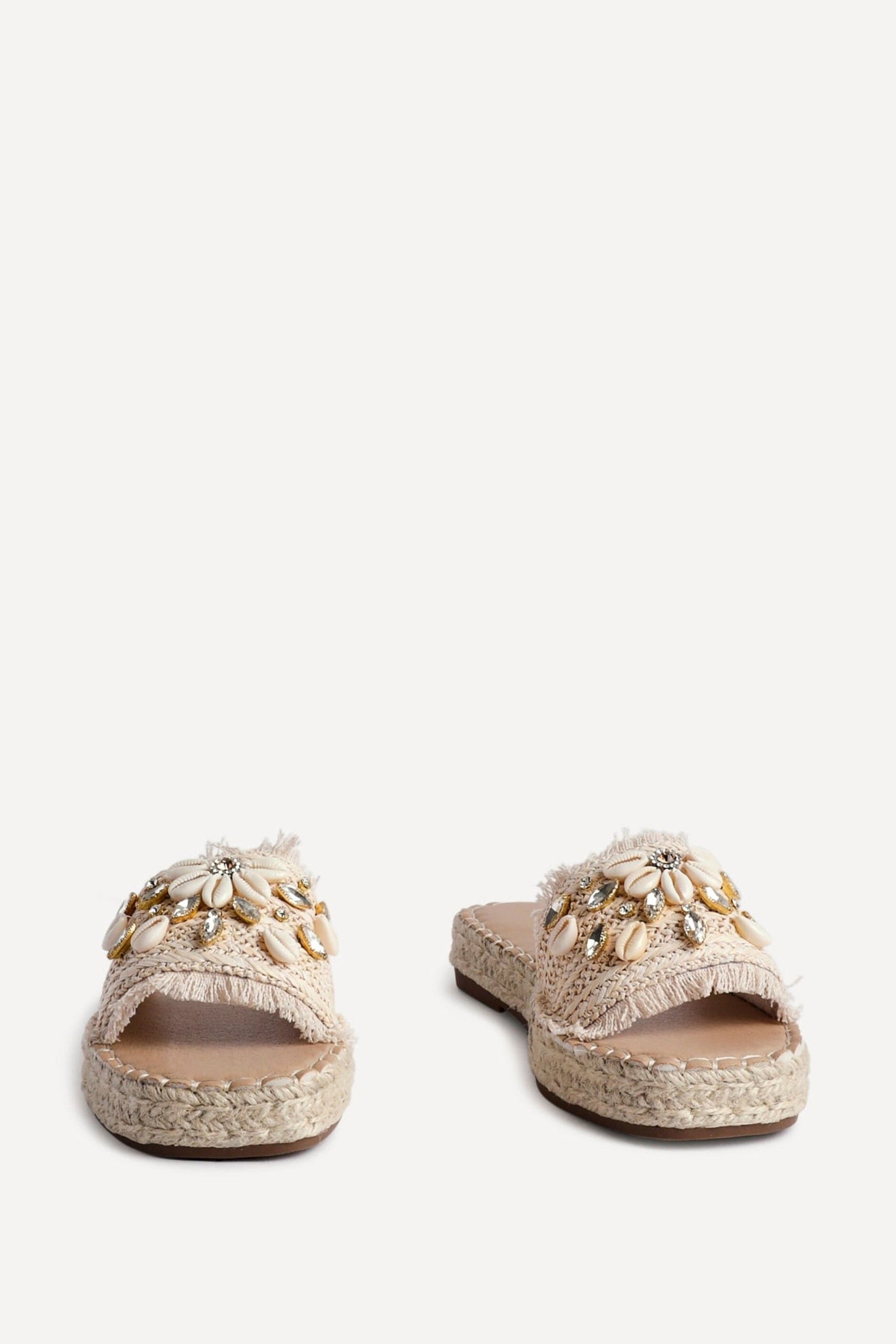Linzi Seaside Beige Raffia Embellished Sliders image 3