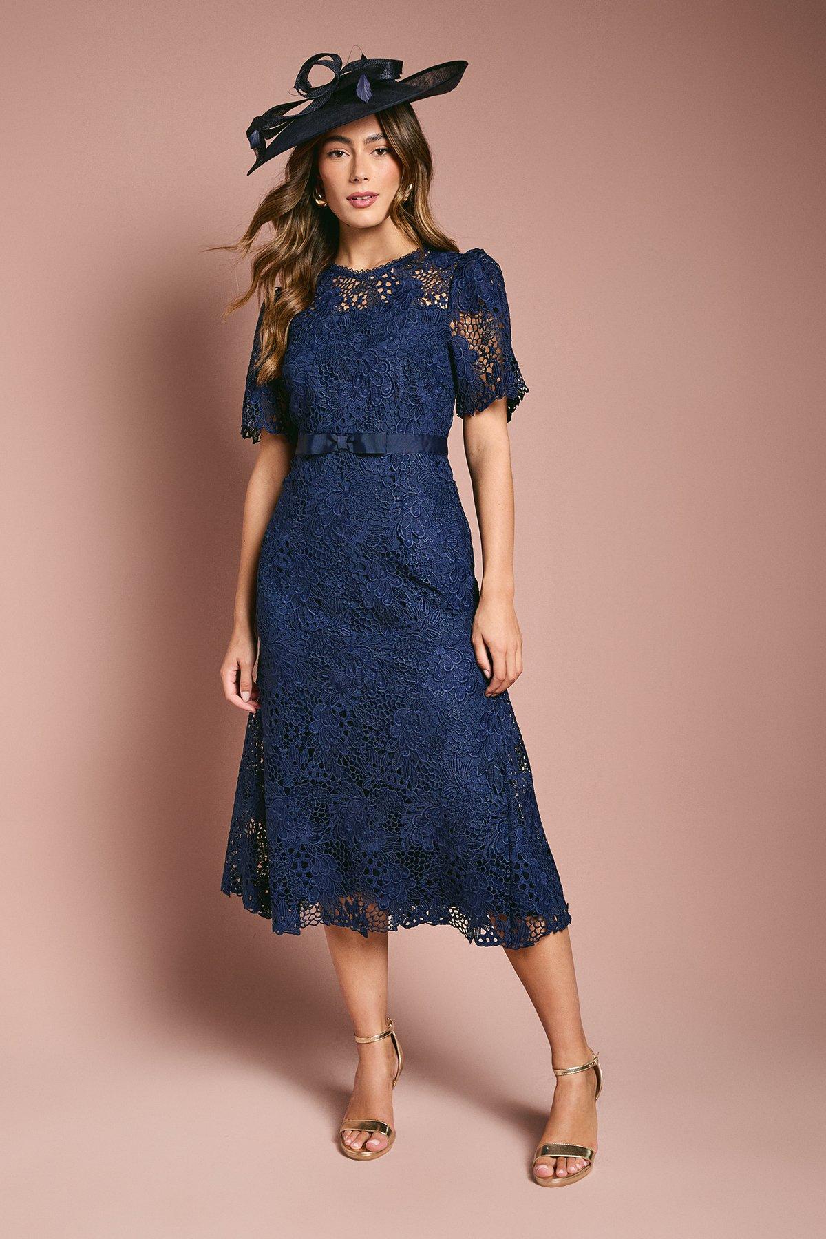 Coast☆Lace Midi Dress With Bow Belt ワンピース 2色【UK発】 Coast☆Lace Midi Dress With Bow Belt ワンピース 2色【UK発】