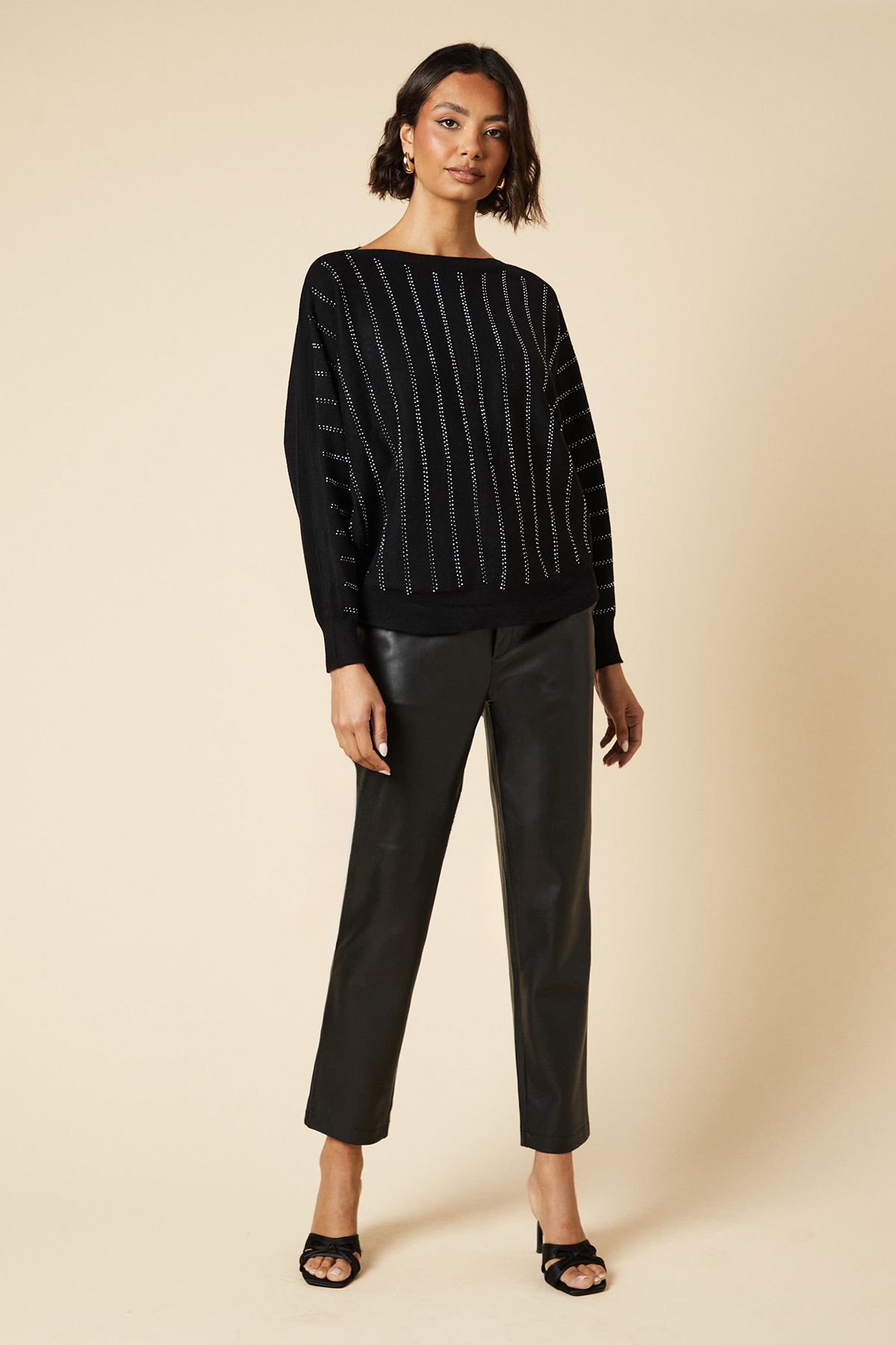Dorothy Perkins Hot Fix Stripe Jumper Black image 2