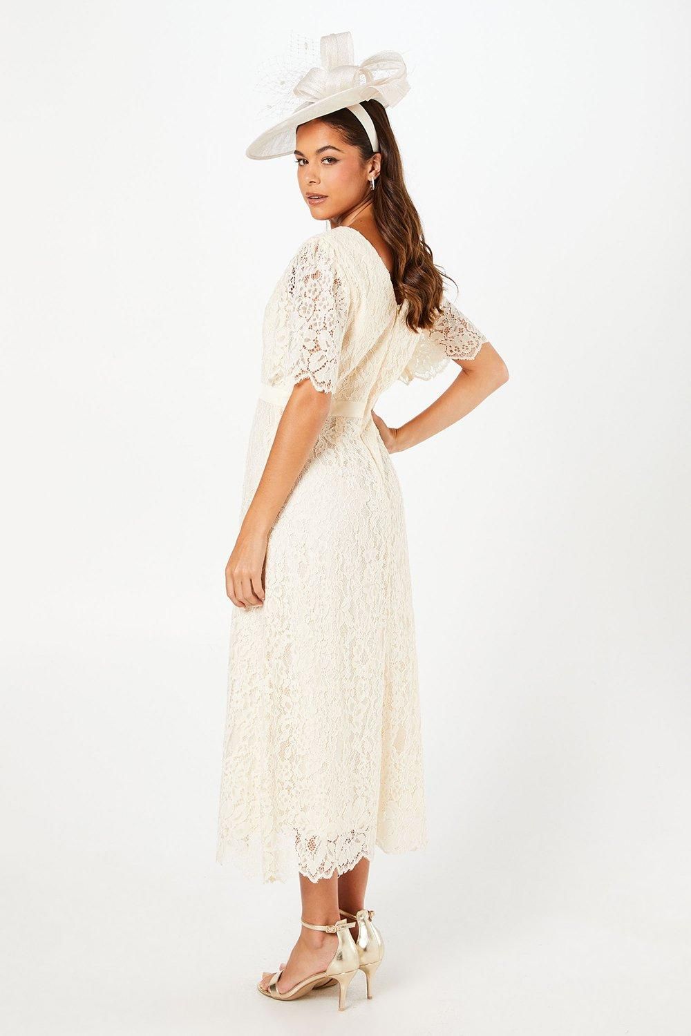Coast Lace Angel Sleeve Midi Dress Oyster image 3