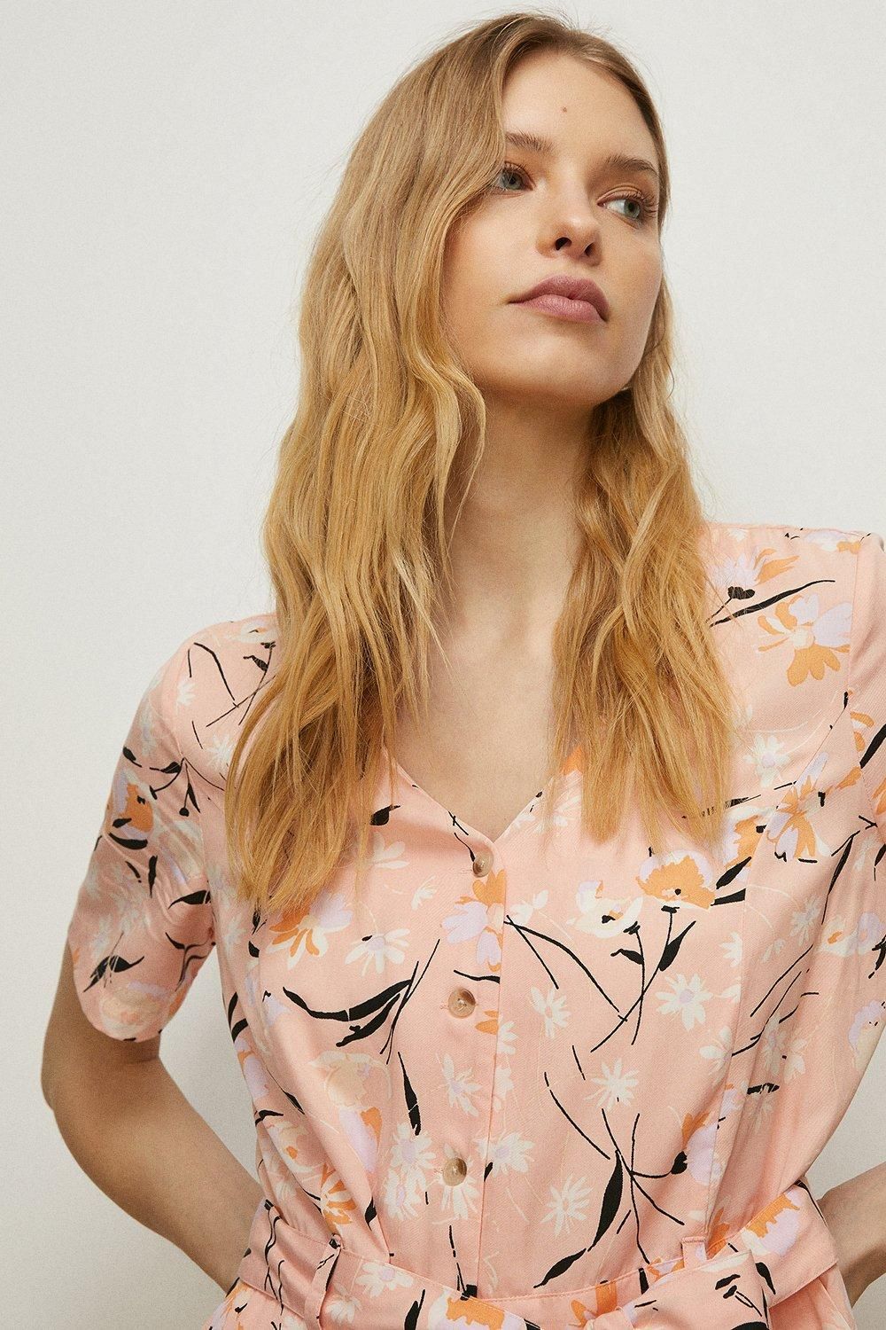 Oasis Tencel Printed Jumpsuit Pink image 2