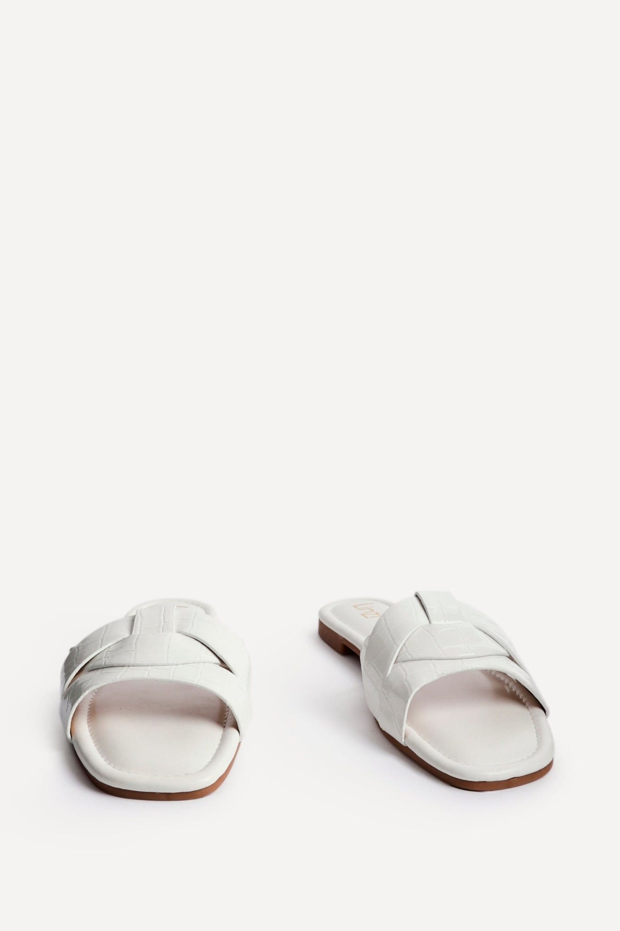 Linzi Fletcher White Croc Slider Sandals image 3