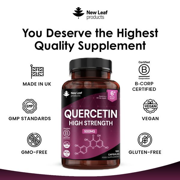 New leaf health Quercetin 500mg High Strength Antioxidant Supplements (6 Months Supply) 180 Vegan Pure Quercetin Capsules Easy to Swallow image 4