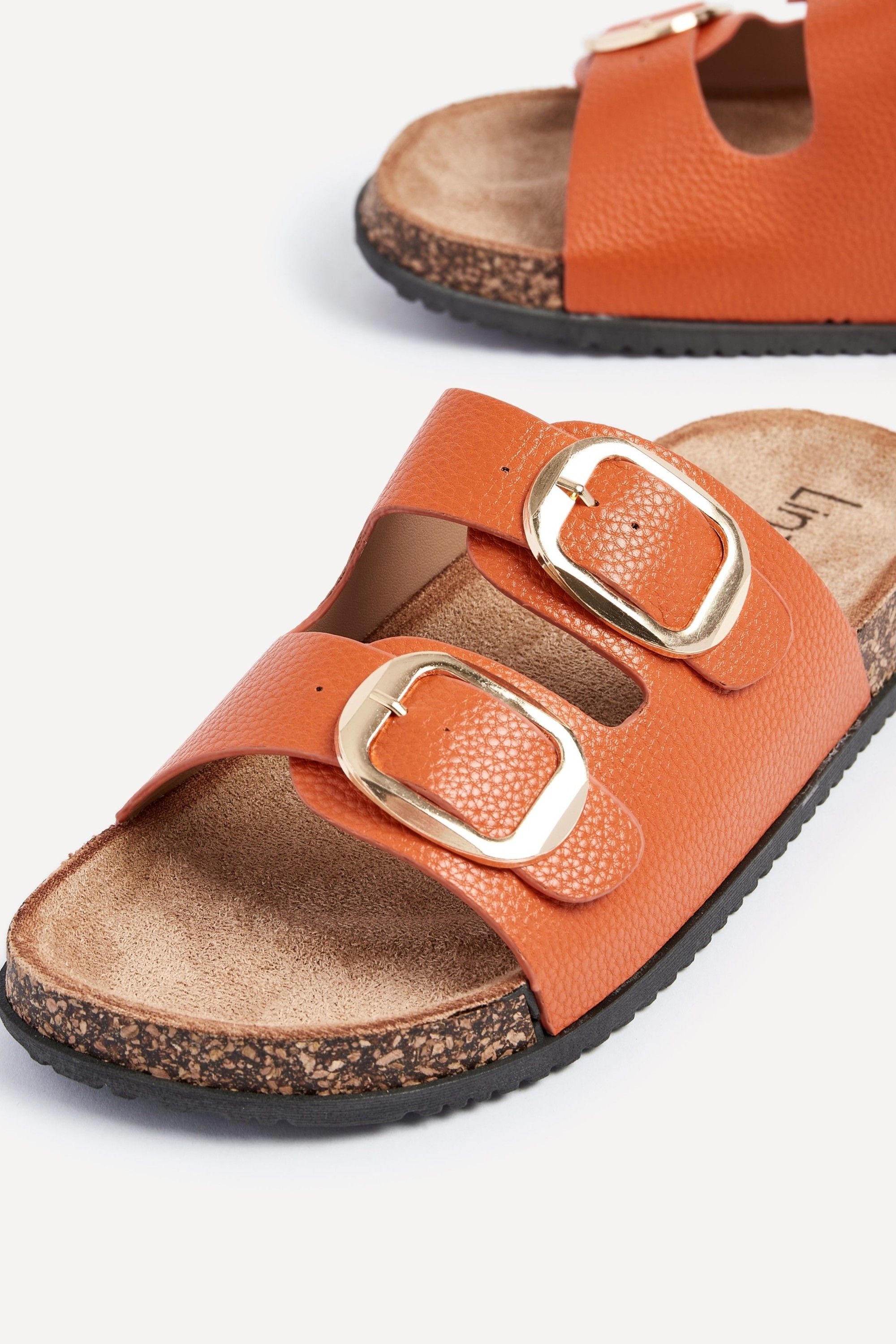 Linzi Tatum Orange Double Buckle Slider Sandals image 5