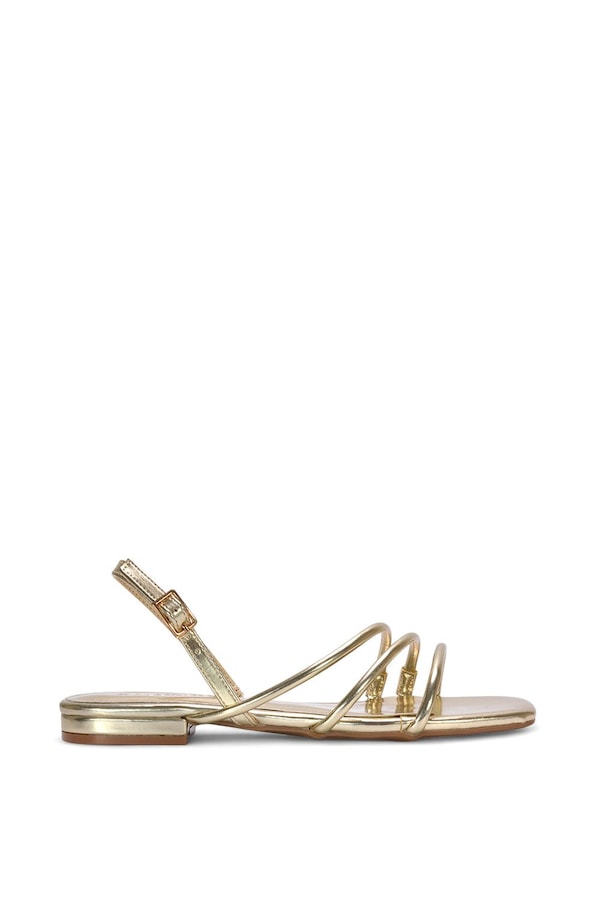 XY London 'Mary' Square Toe Strappy Slingback Flat Sandals