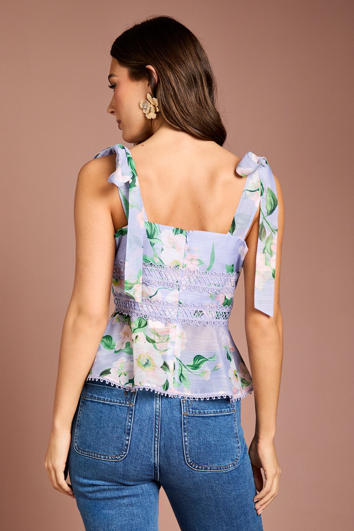 Coast Printed Bow Shoulder Top Lilac image 3