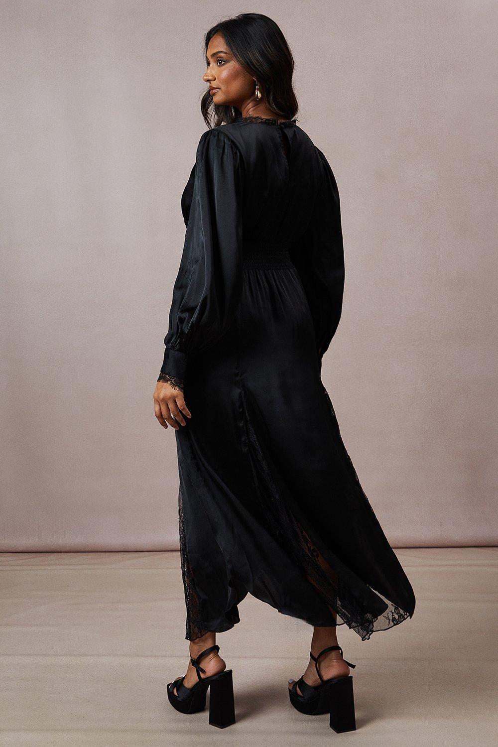 Oasis Lace Insert Satin Midi Dress image 3