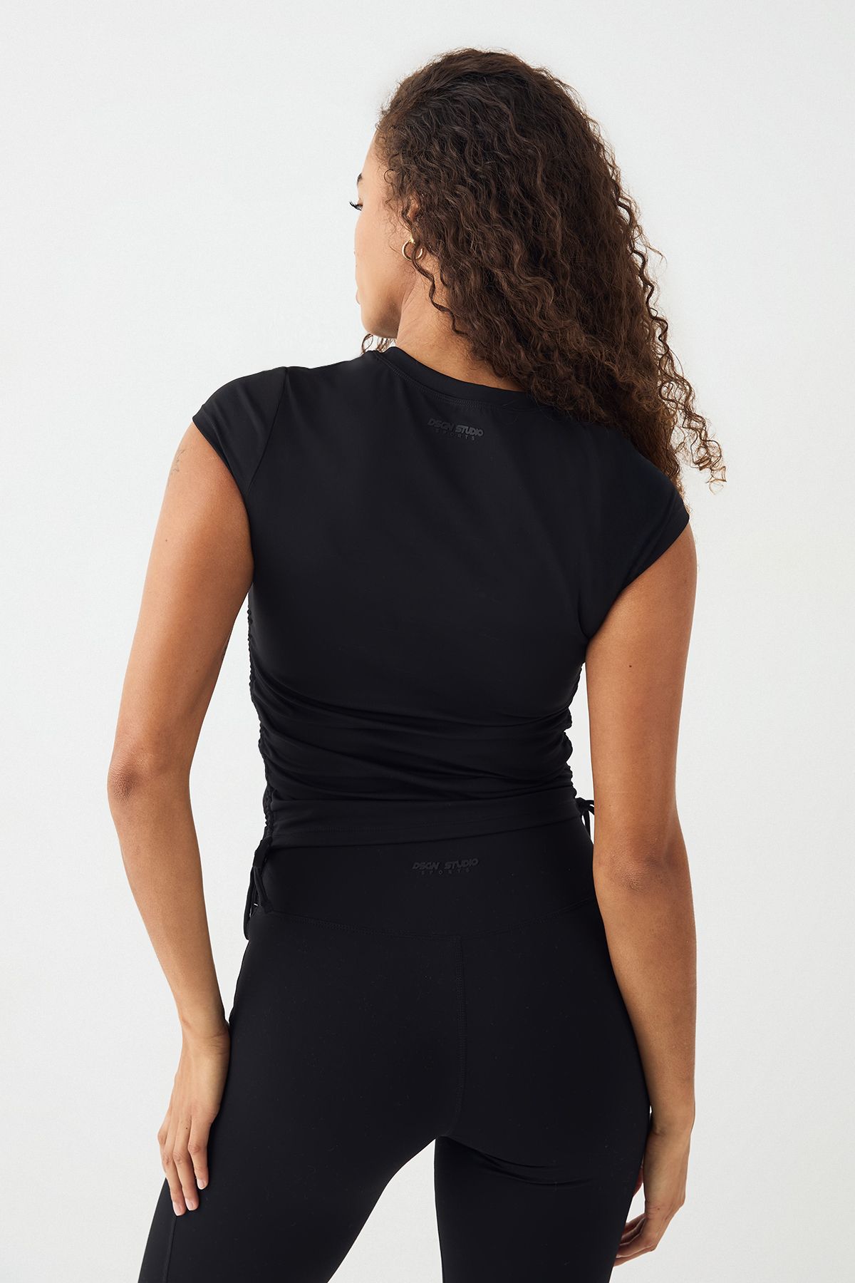 DSGN Studio DSGN Studio Ultra Sculpt Ruched Side Short Sleeve Top Black image 2
