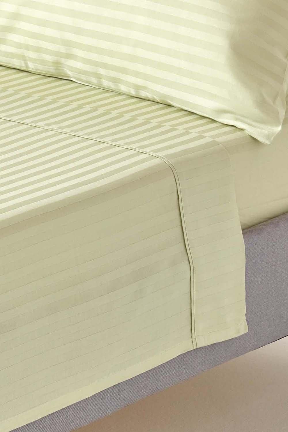 Homescapes Egyptian Cotton Satin Stripe Flat Sheet 330 Thread Count image 1