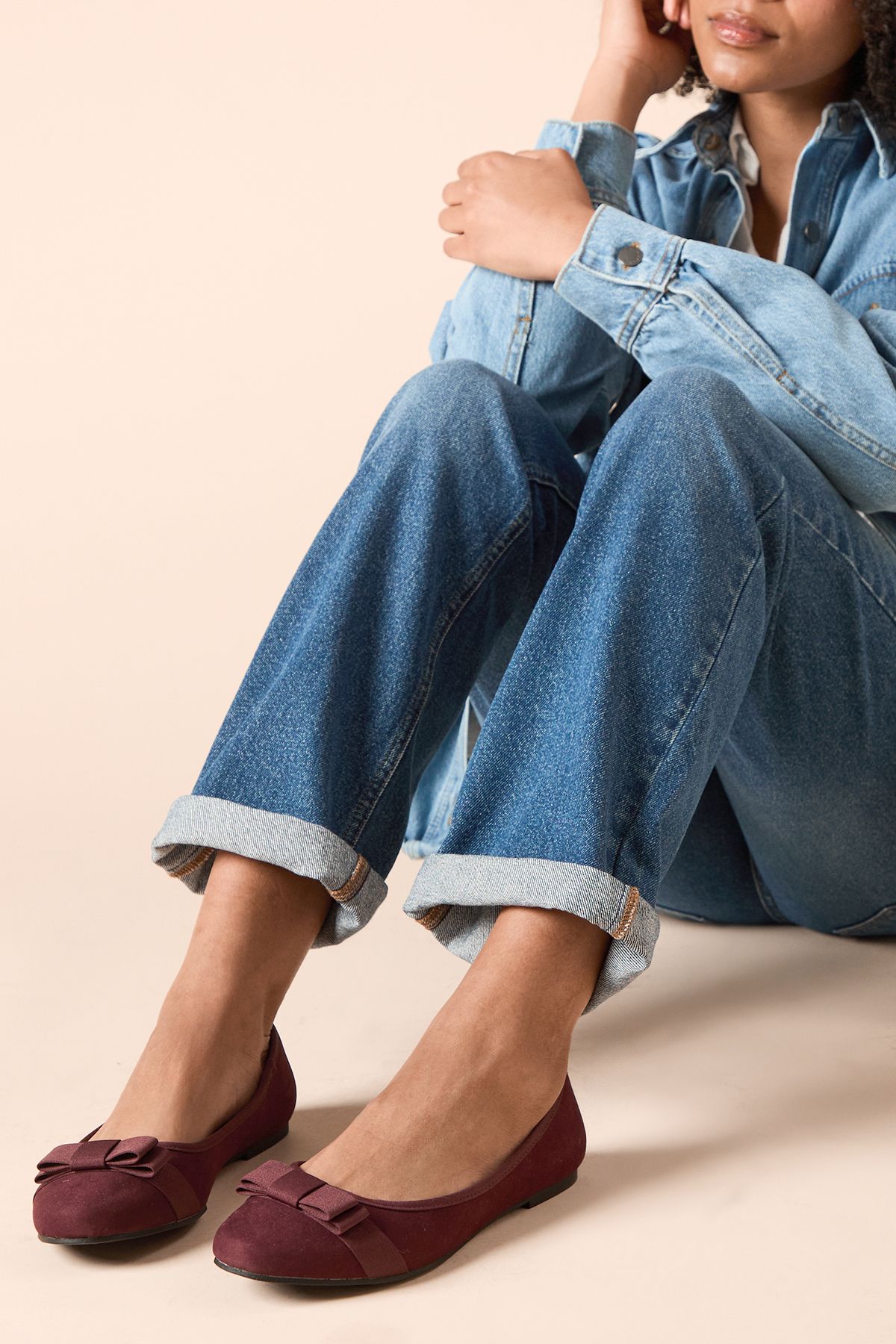 Dorothy Perkins Wide Fit Paris Bow Detail Ballet Pumps Oxblood image 1