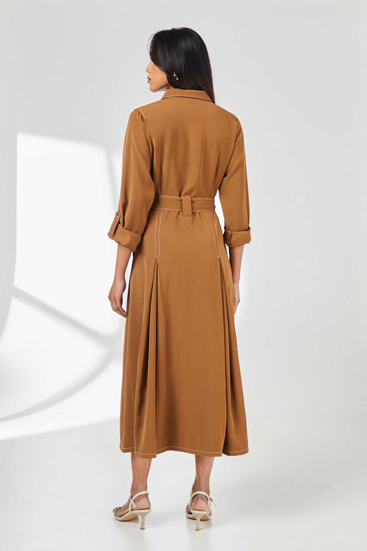 Principles Brown Stitch Belted Utility Dress Brown image 3