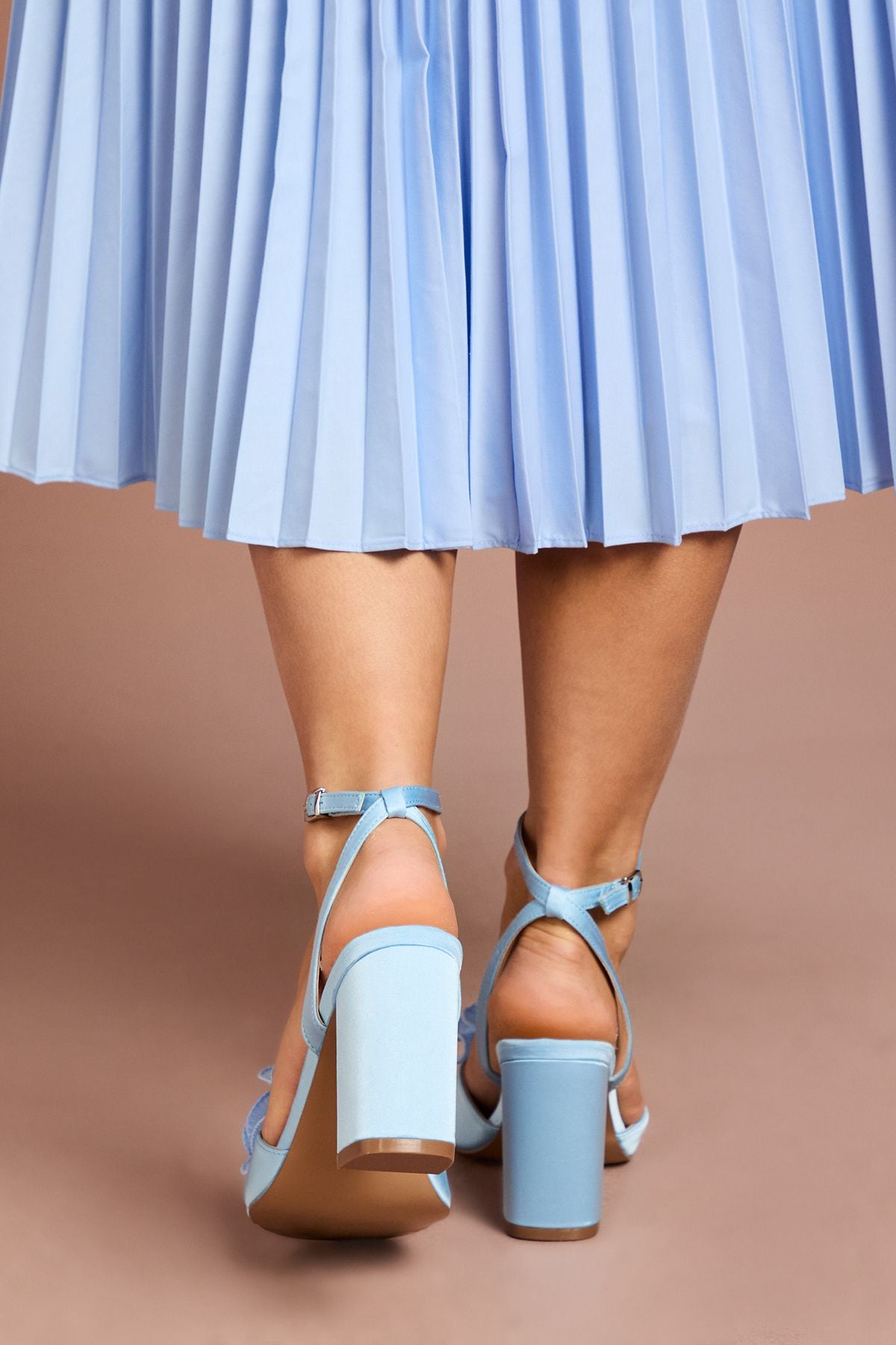 Coast Paloma Corsage Detail High Block Heeled Sandals Blue image 3