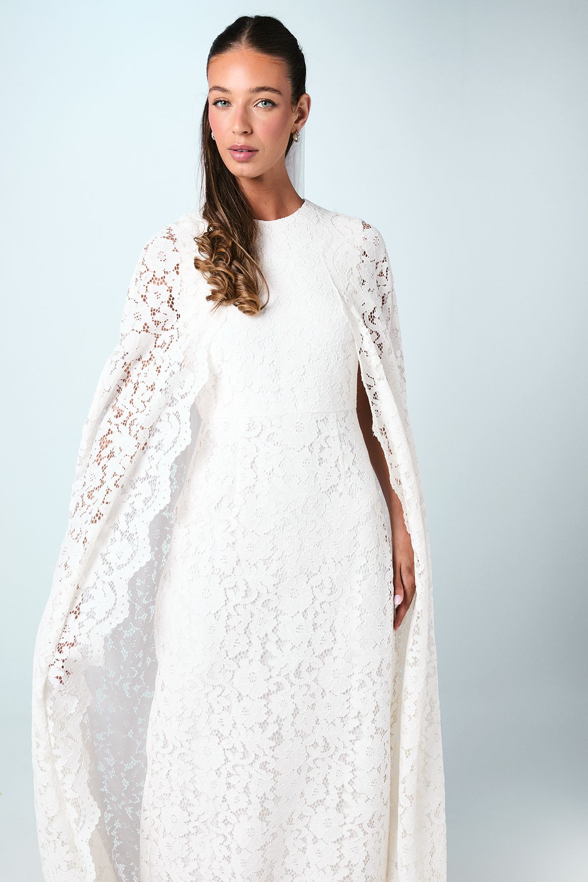 Coast Lace Cape Wedding Dress Ivory image 2