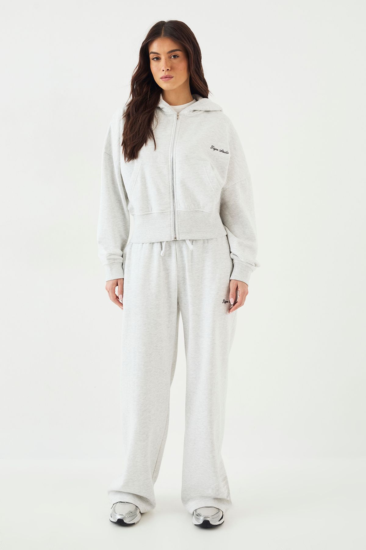 DSGN Studio DSGN Studio Script Embroidered Hooded Tracksuit Ash Grey image 5
