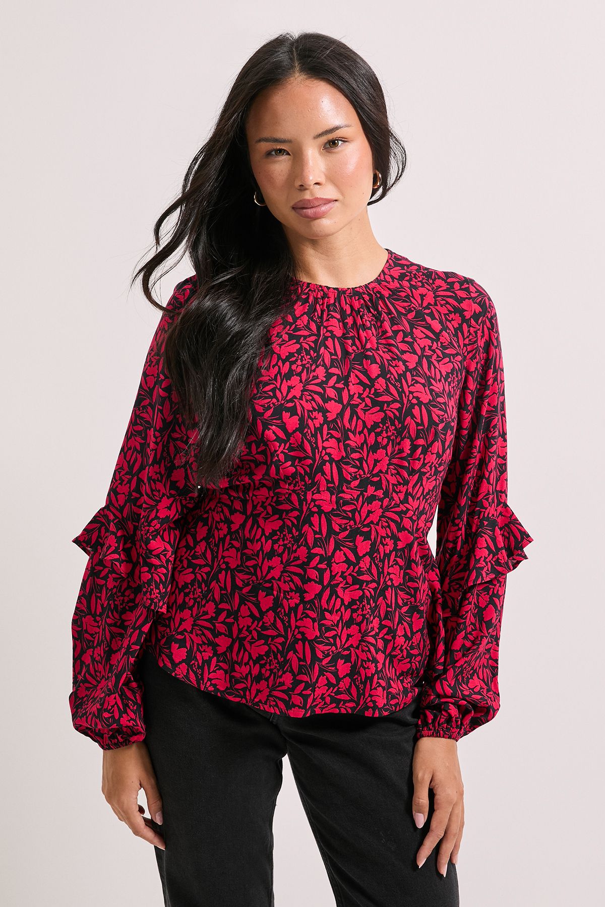 Dorothy Perkins Pink Blouson Sleeve Empire Seam Blouse Pink image 1