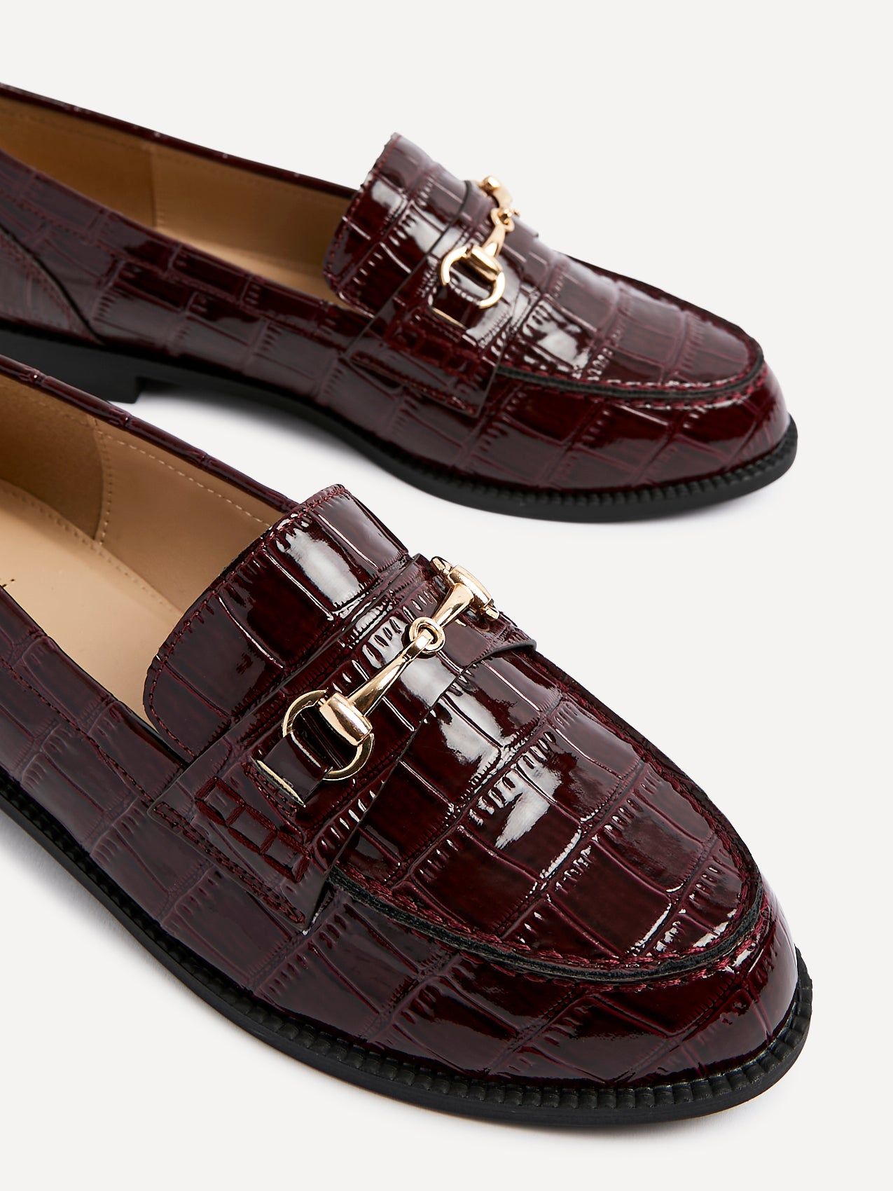 Linzi Maison Burgundy Faux Croc Patent Leather Loafers image 5