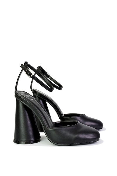 XY London 'Ekin' Ankle Strap Statement Cylinder Block Heel